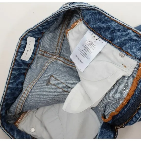 SANDRO jeans 34 US 0 pearl embellished ripped lightening bolt