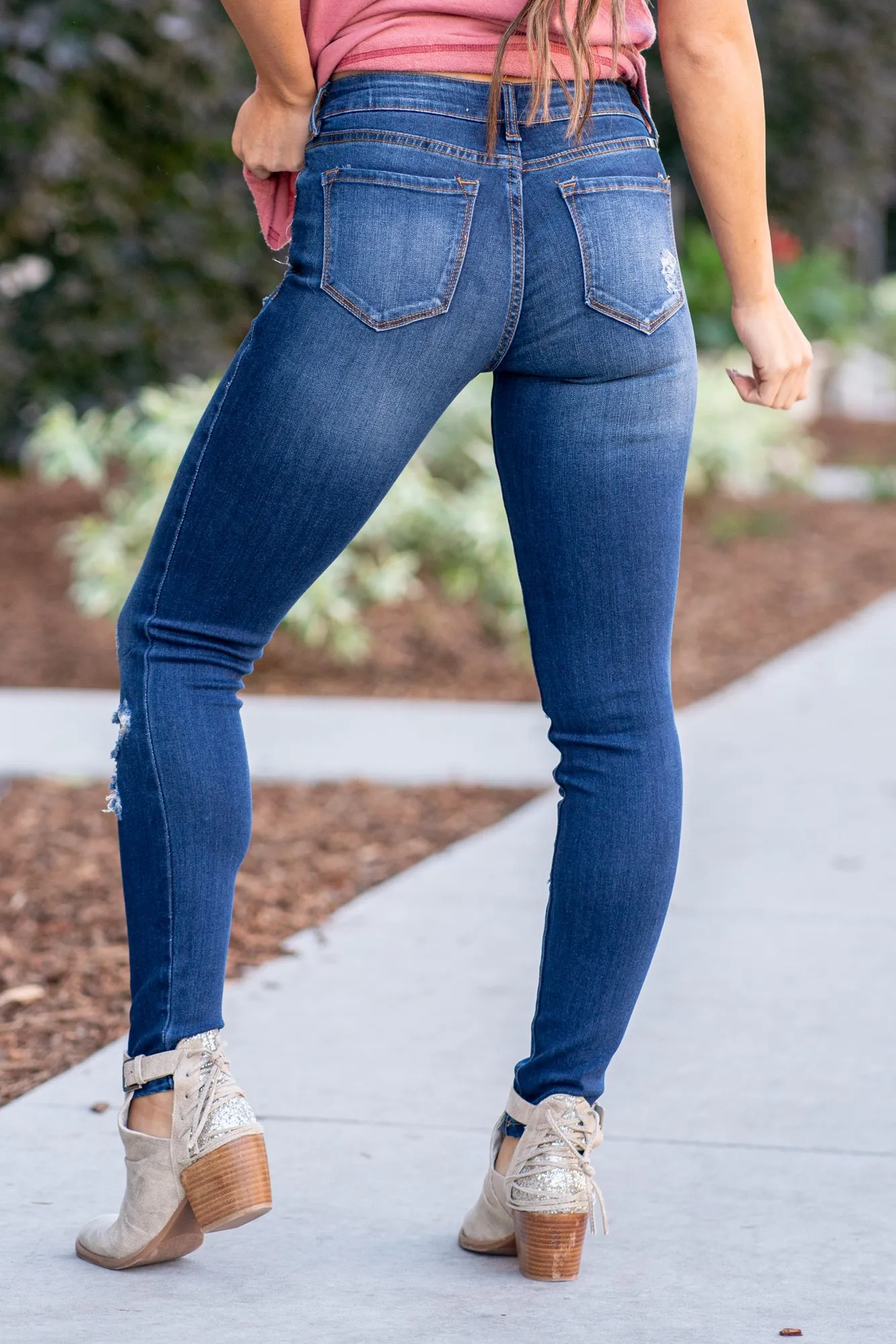 Saskia Mid Rise Distressed Skinny