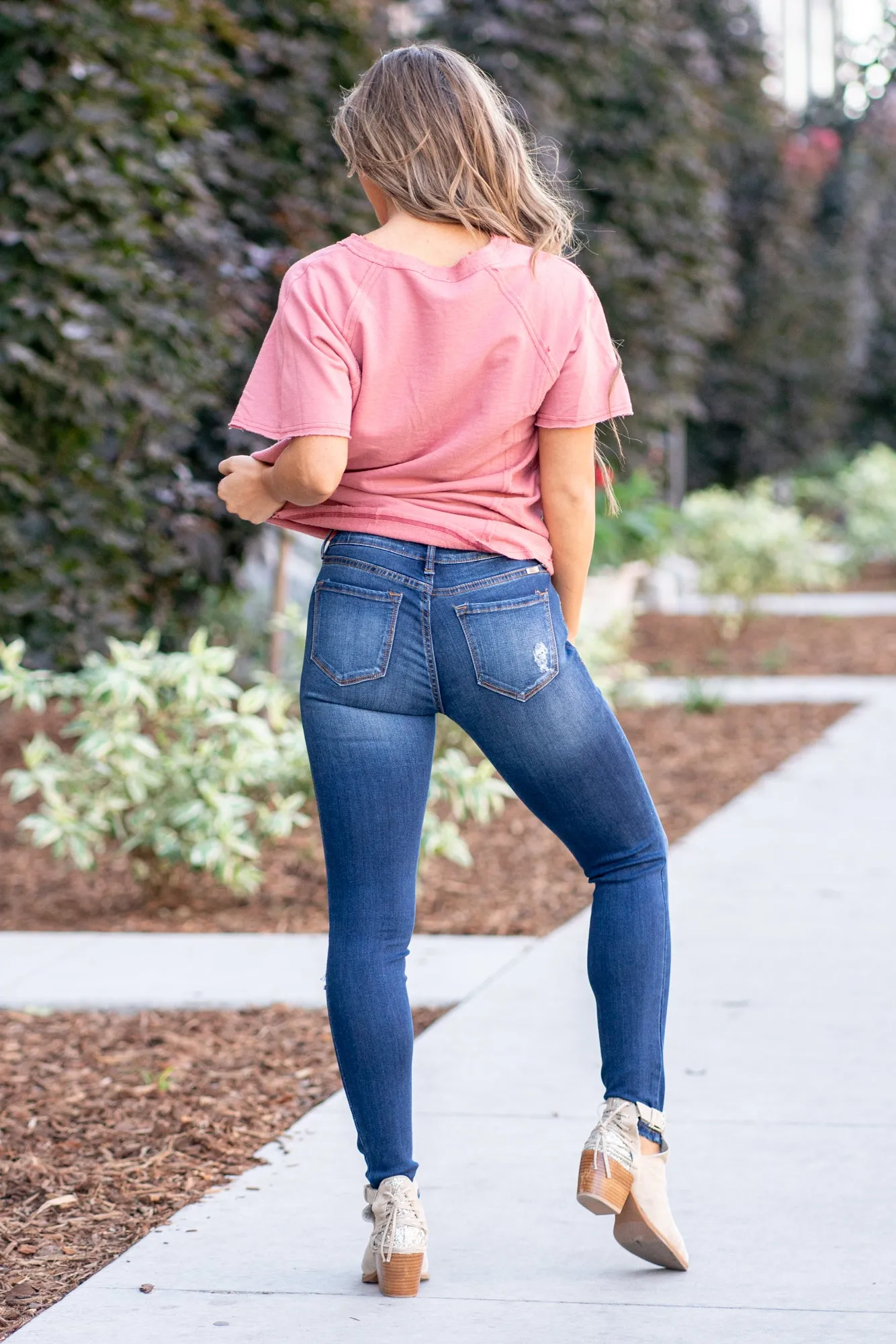 Saskia Mid Rise Distressed Skinny