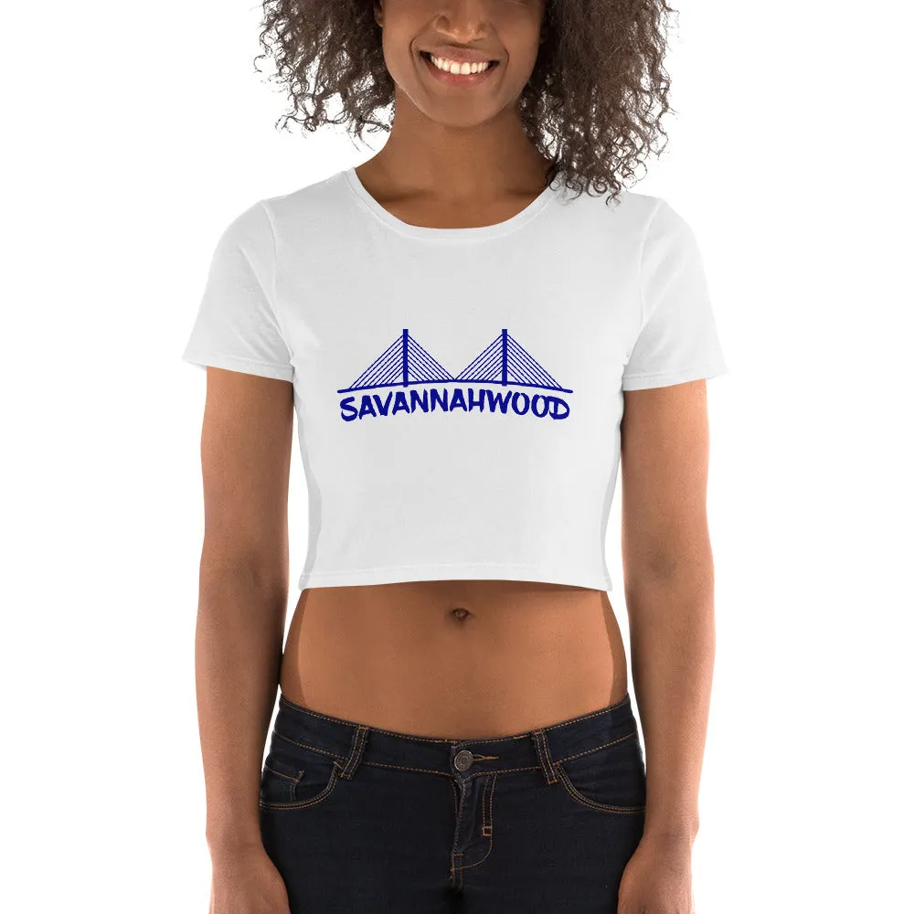 Savannahwood Women’s Royal Blue and white logo Crop Tee