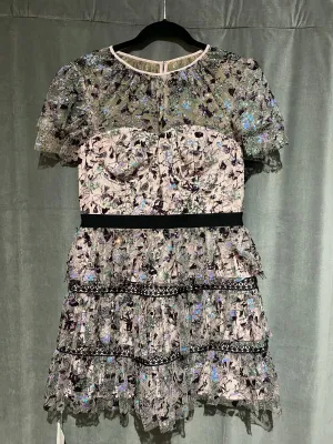 Self-Portrait Constellation Mesh Tiered Mini Dress