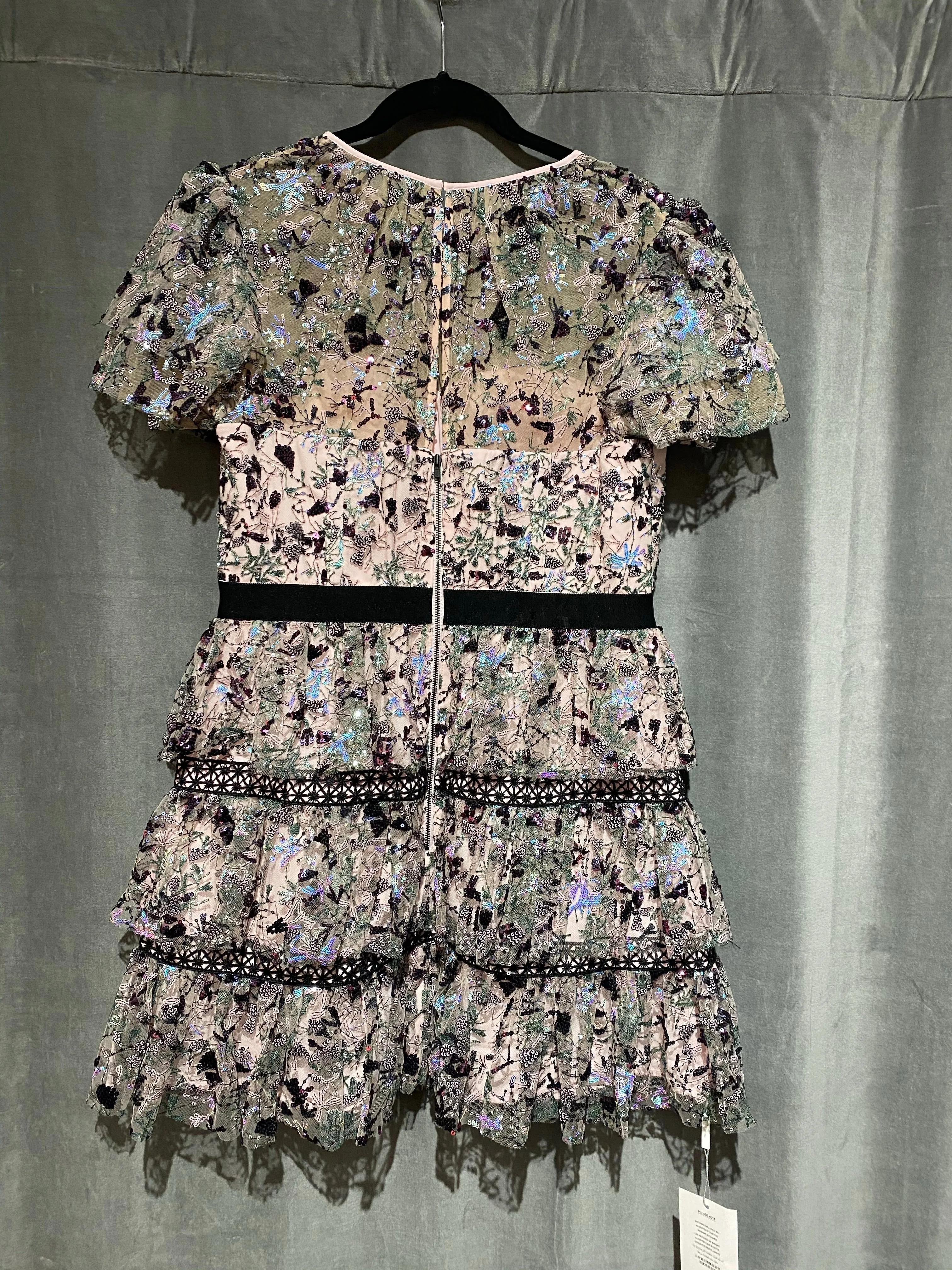 Self-Portrait Constellation Mesh Tiered Mini Dress