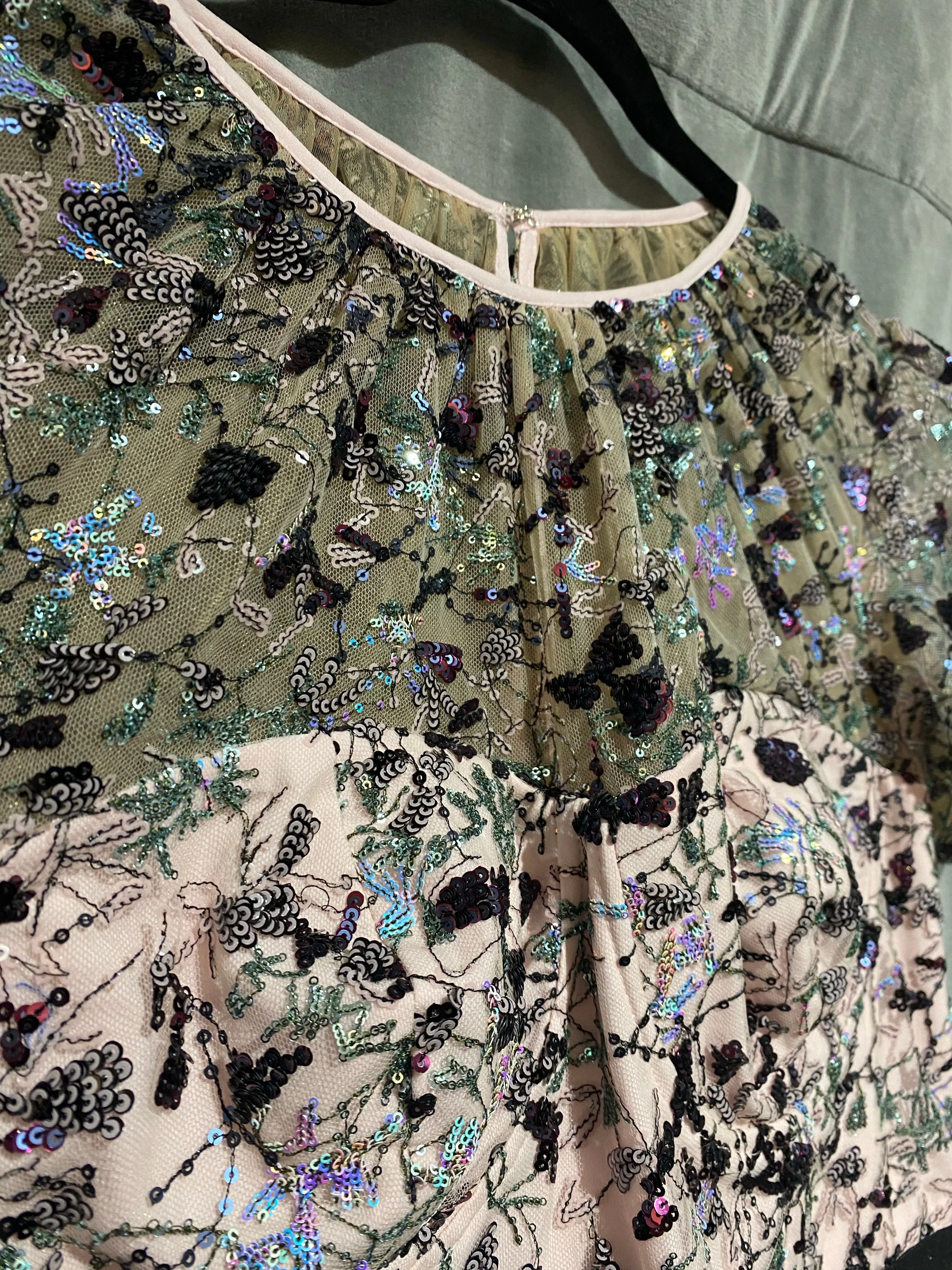 Self-Portrait Constellation Mesh Tiered Mini Dress