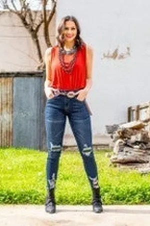 Serape ripped jeans