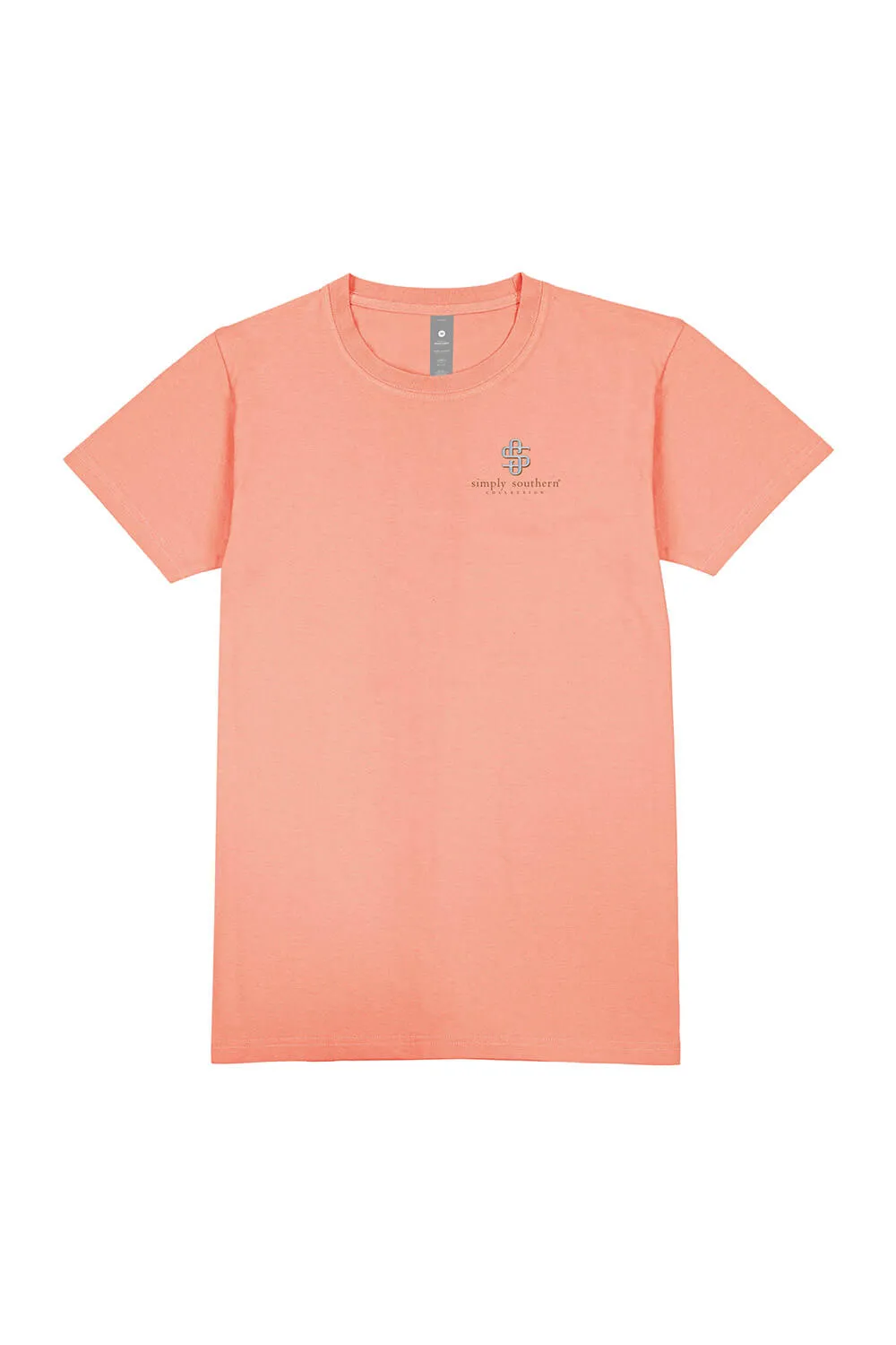 Simply Southern Bunny Flowers T-Shirt for Women in Peach | SS-BUNNY-PEACH