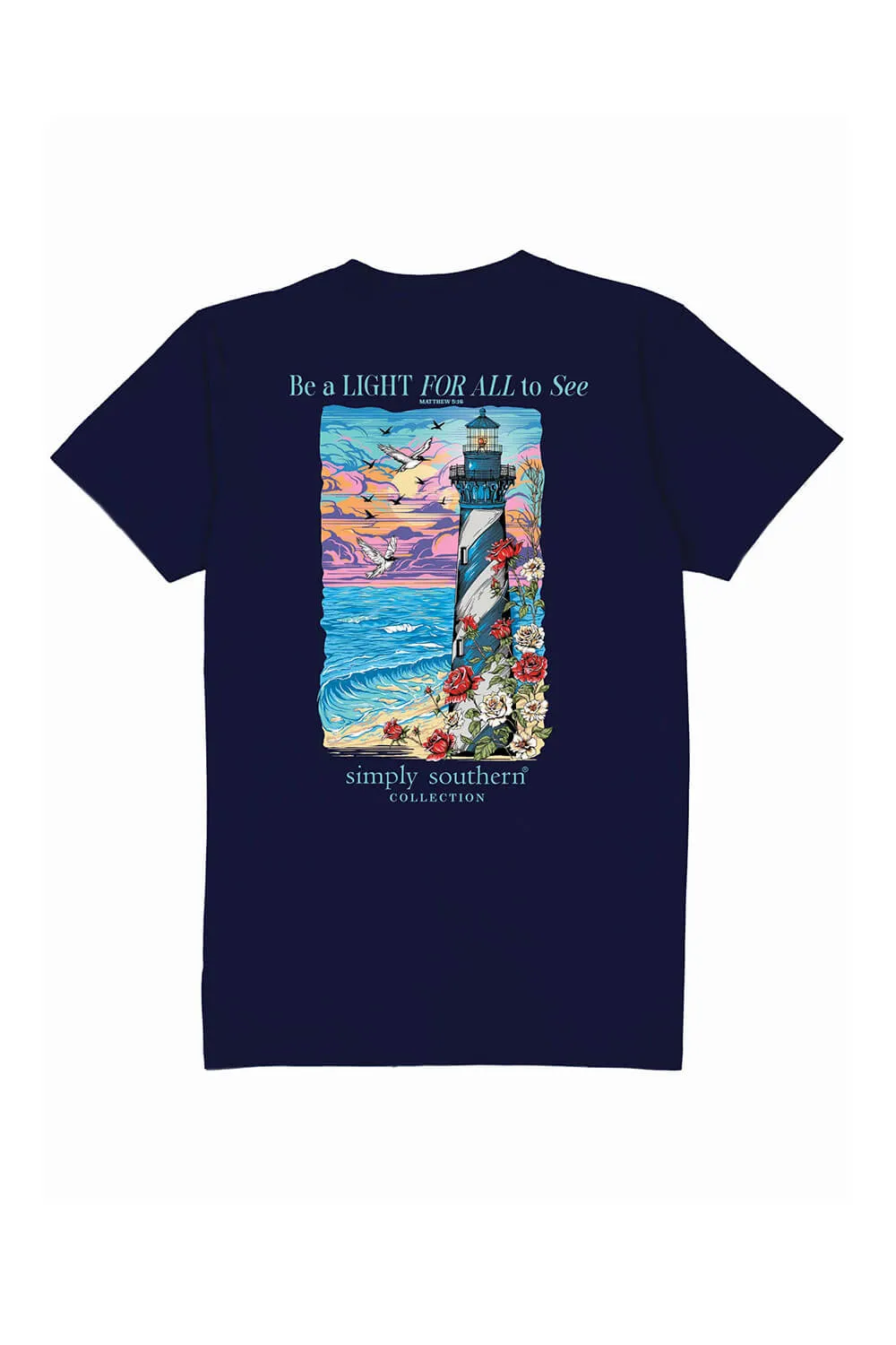 Simply Southern Plus Size Lighthouse T-Shirt for Women in Navy | EXT-SS-LIGHT-NAVY