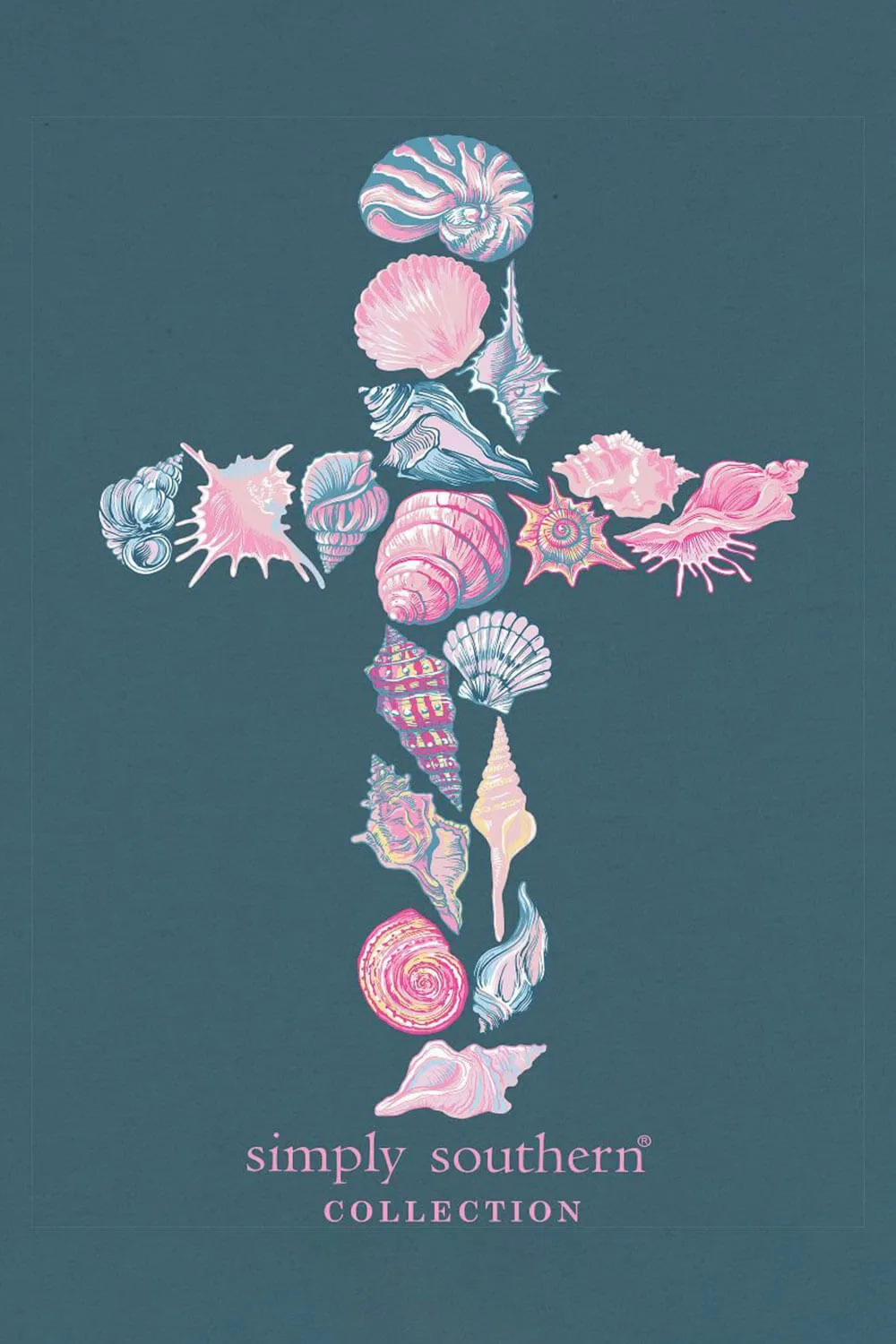 Simply Southern Plus Size Shell Cross T-Shirt for Women in Comet Blue | EXT-SS-SHELLCROSS-COMET