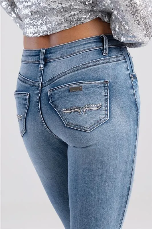 Sissy Boy Mila Rose Mid- Waist Skinny With Back Pocket Embroidery