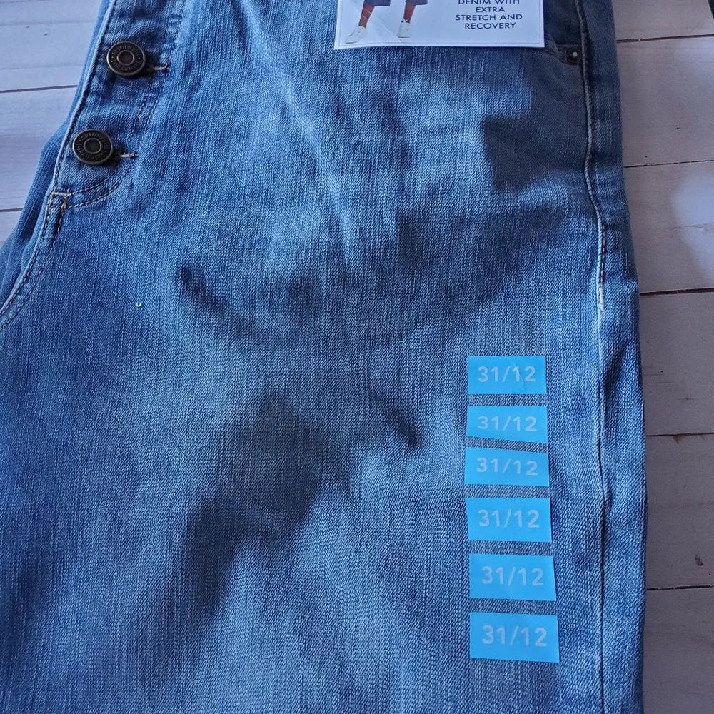 Skinnygirl High Rise Button Front Cropped Jeans Wide Leg