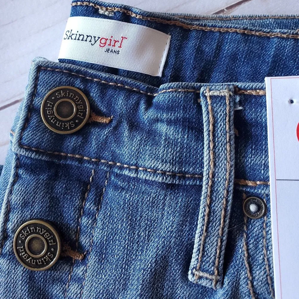 Skinnygirl High Rise Button Front Cropped Jeans Wide Leg