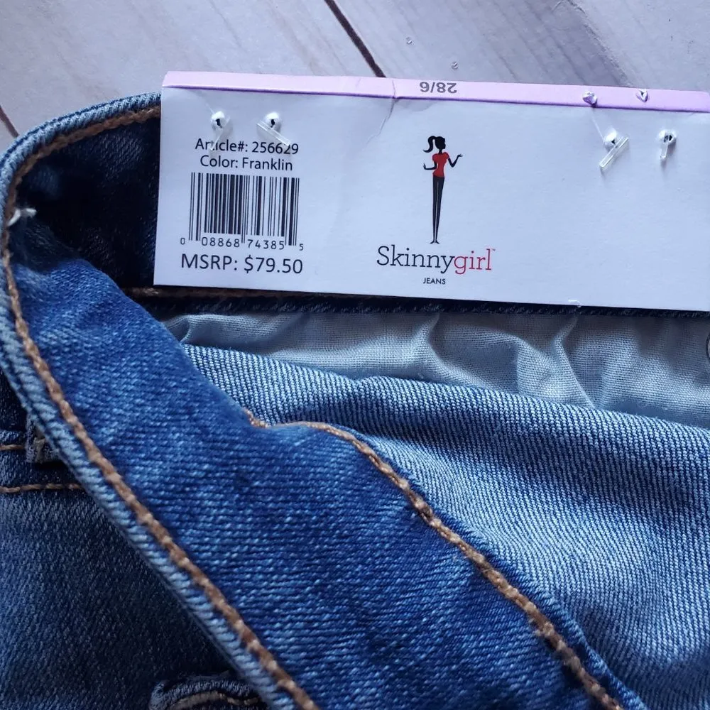 Skinnygirl High Rise Button Front Cropped Jeans Wide Leg