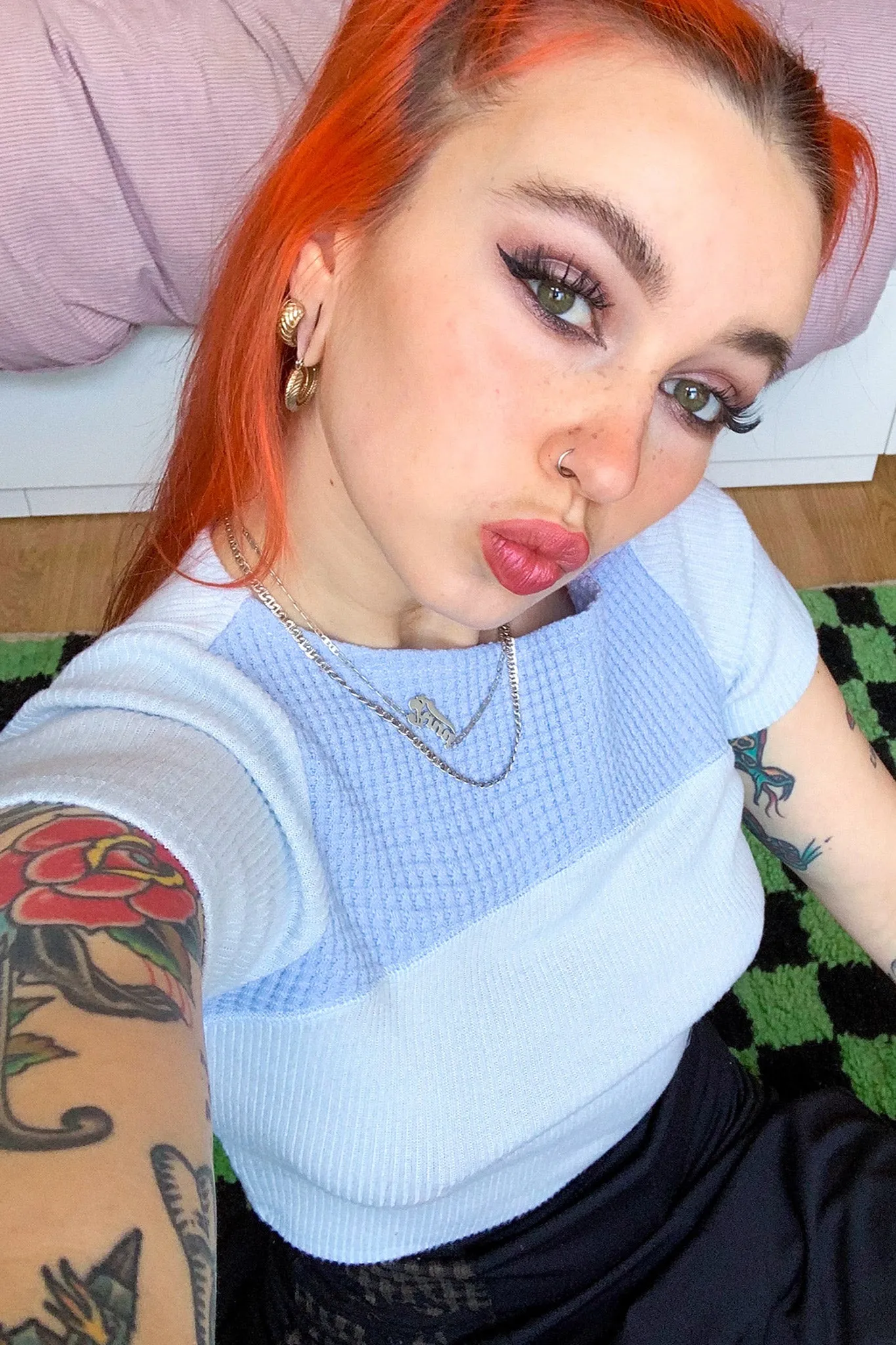 Sky Waffle Crop Tee