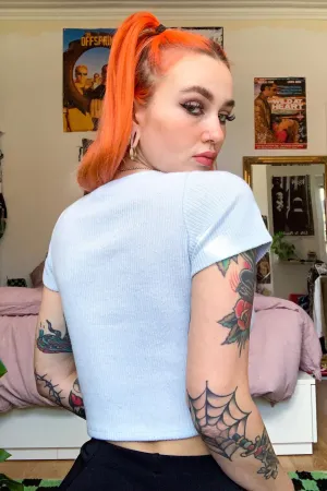 Sky Waffle Crop Tee