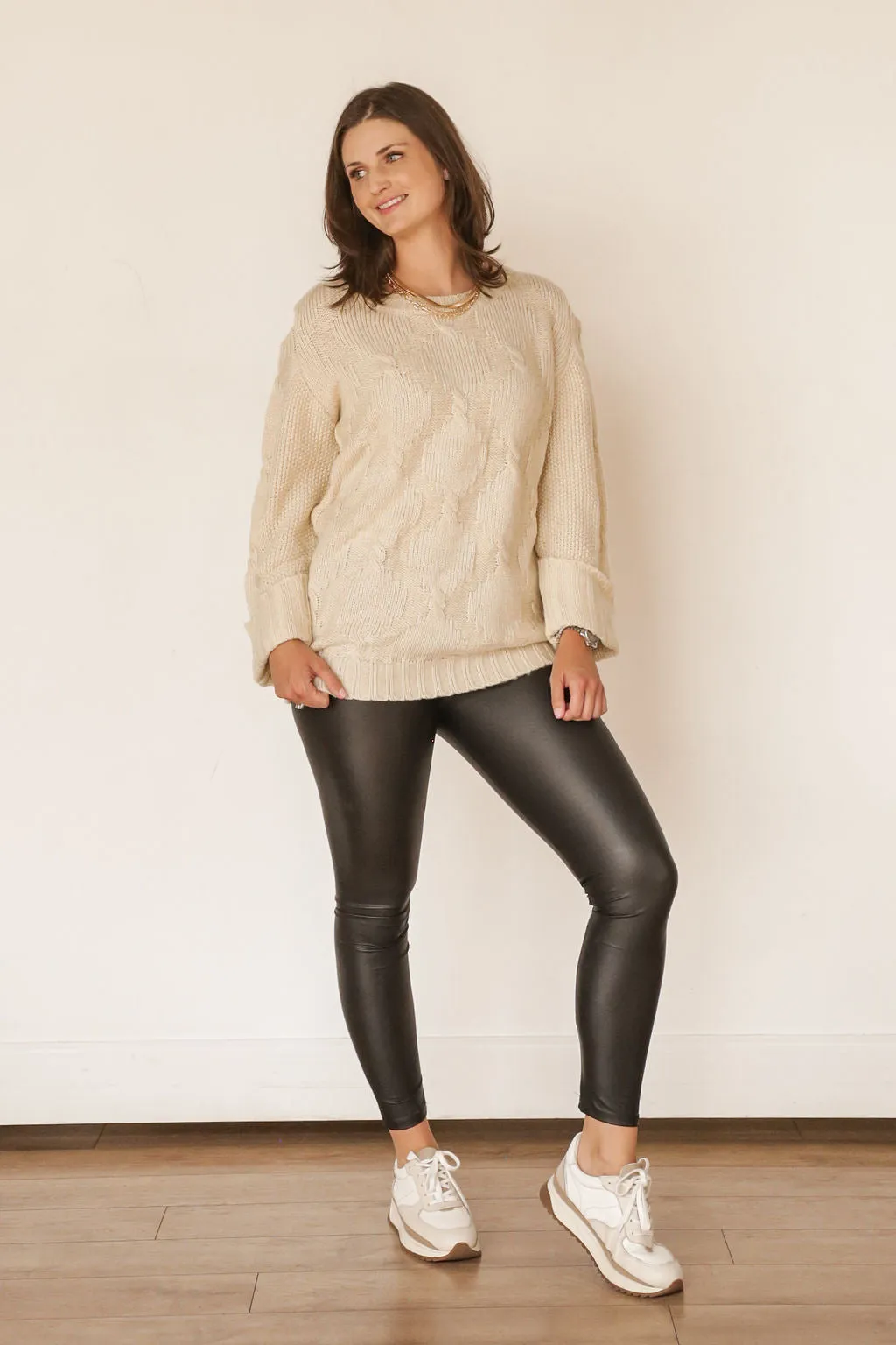 Slit Shoulder Sweater (CREAM)