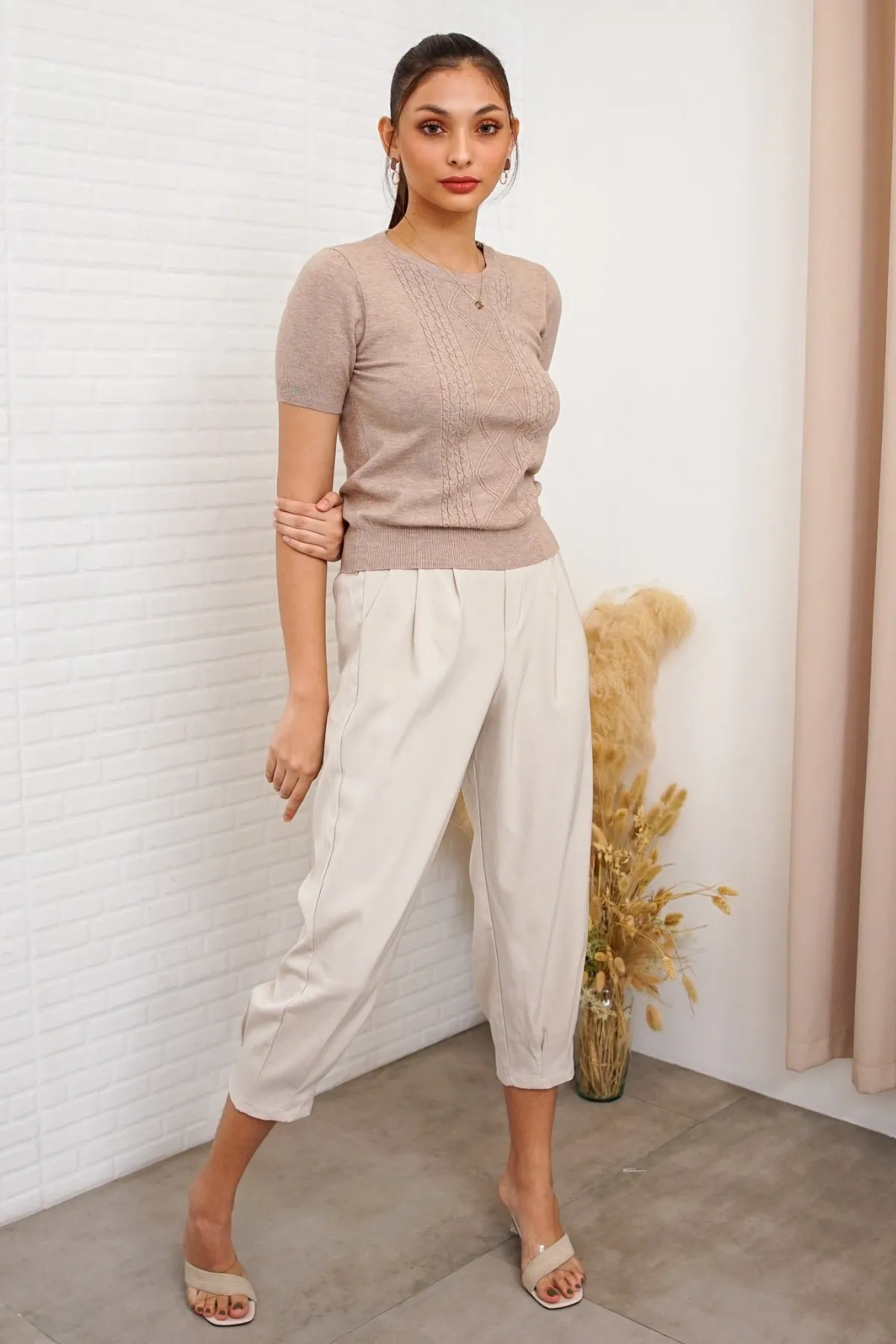 SLOANE Textured Knit Top (Oat)