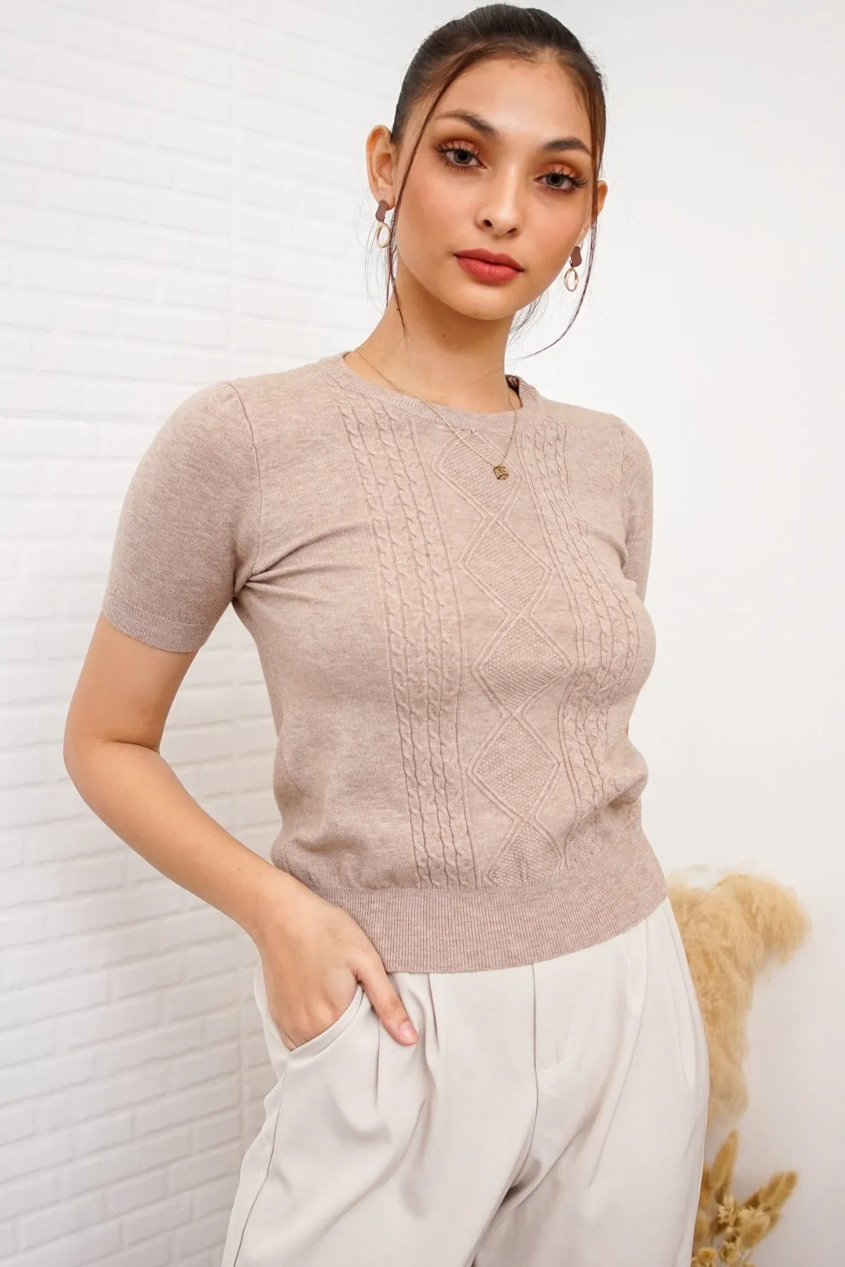 SLOANE Textured Knit Top (Oat)