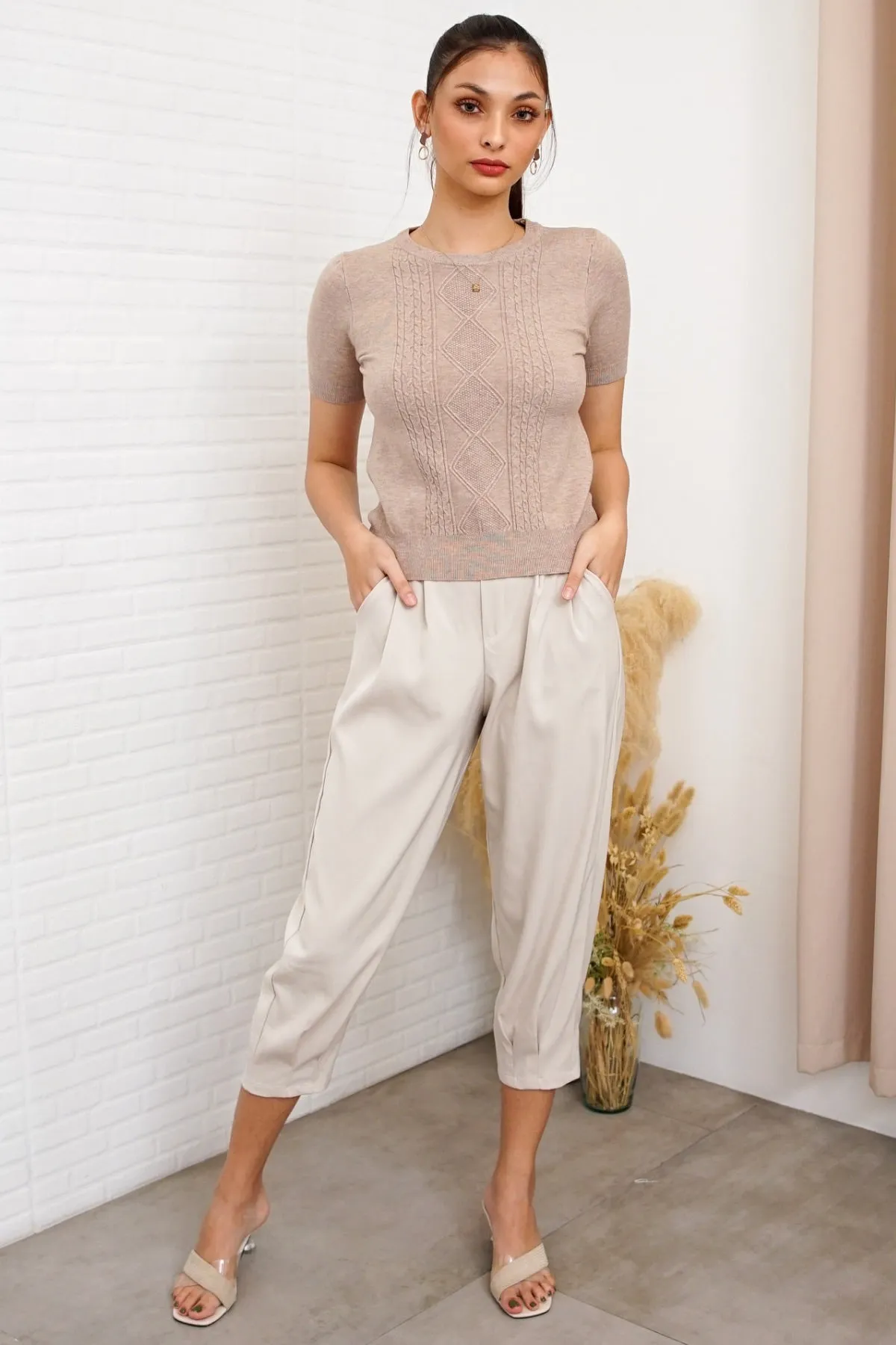 SLOANE Textured Knit Top (Oat)