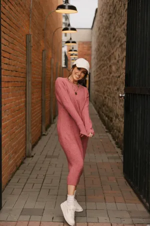 Soft Love Midi Dress in Rose Brown