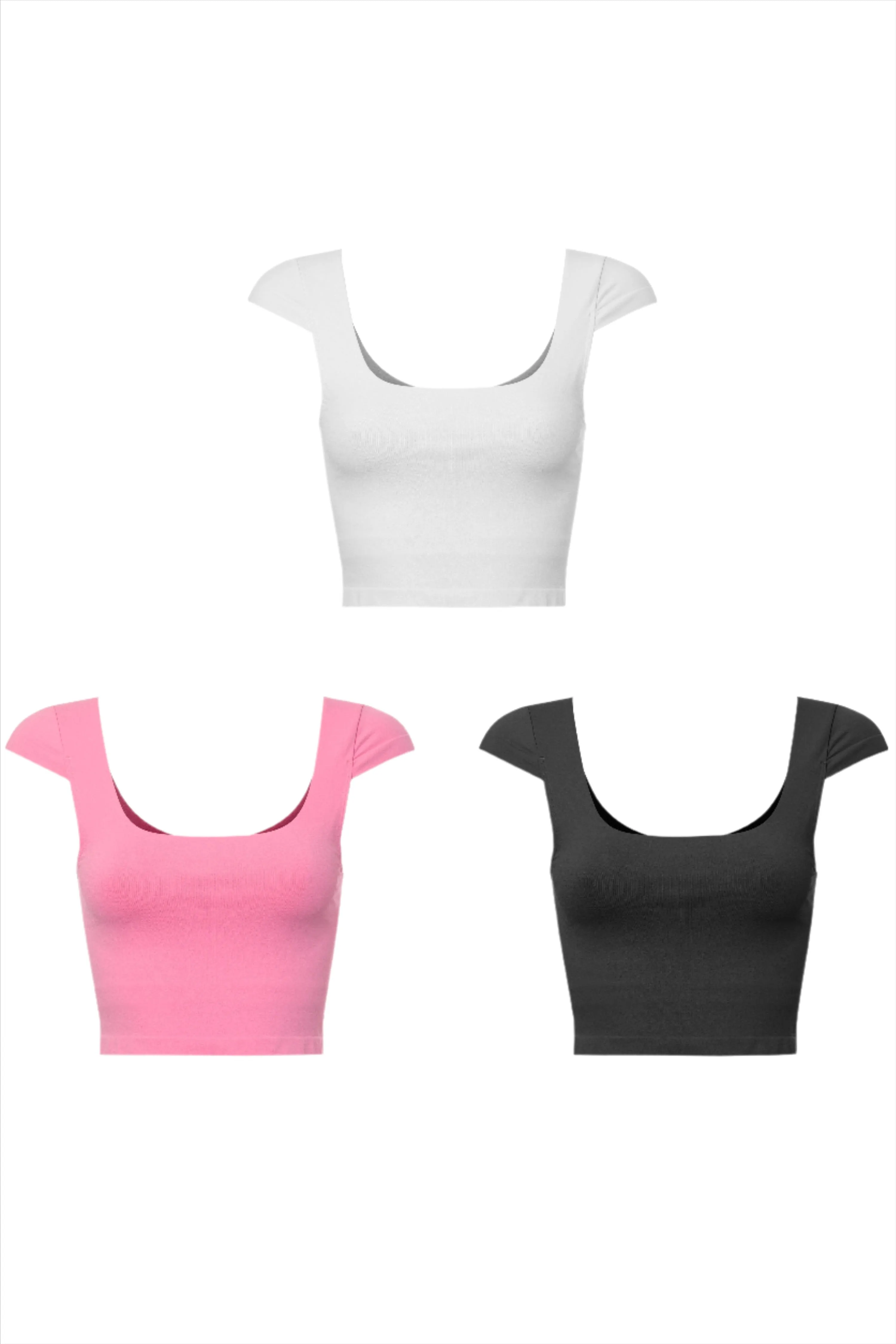 Square Neck Mini Cap Sleeve Crop Tank Top