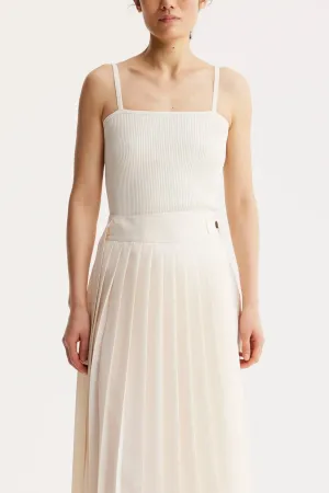 Square Shaped Knitted Tank Top in Off-White