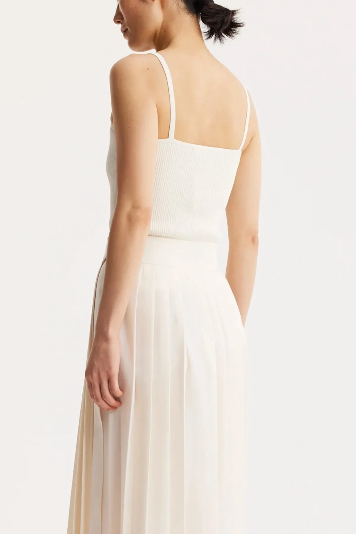 Square Shaped Knitted Tank Top in Off-White