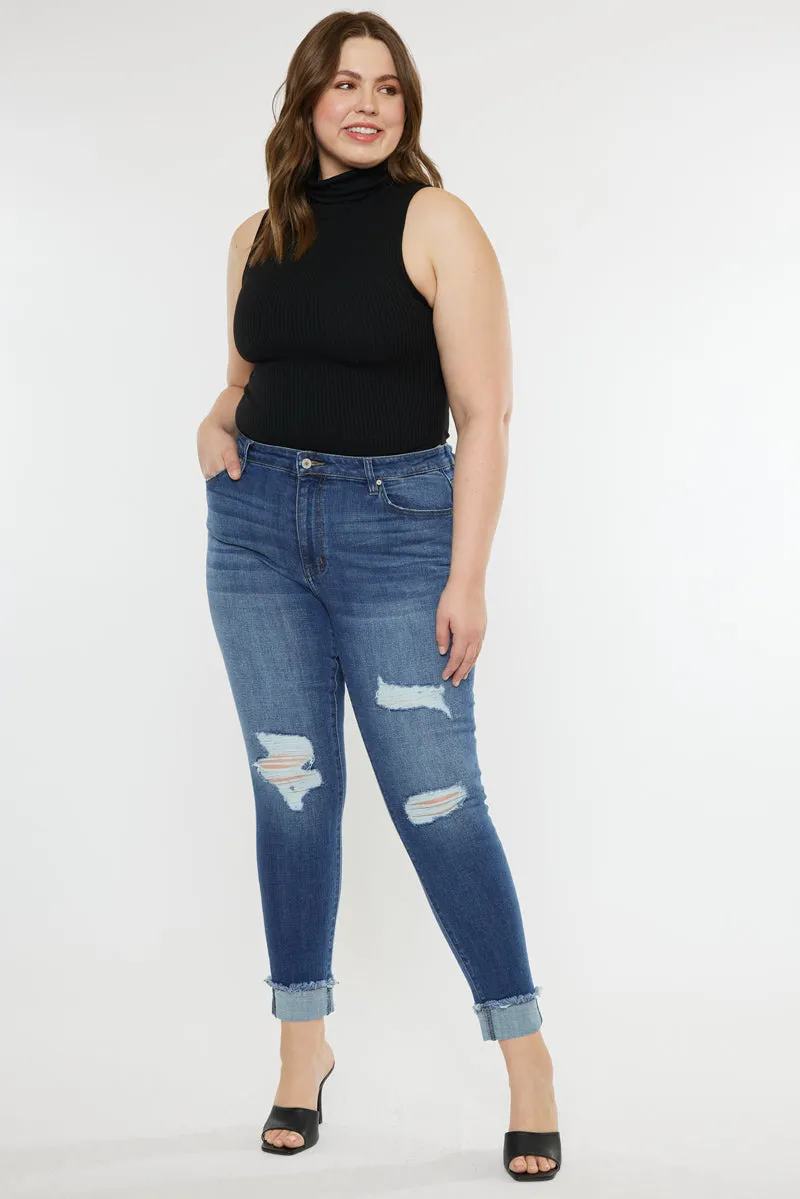 Stevie Mid Rise Ankle Skinny Jeans (Plus Size)