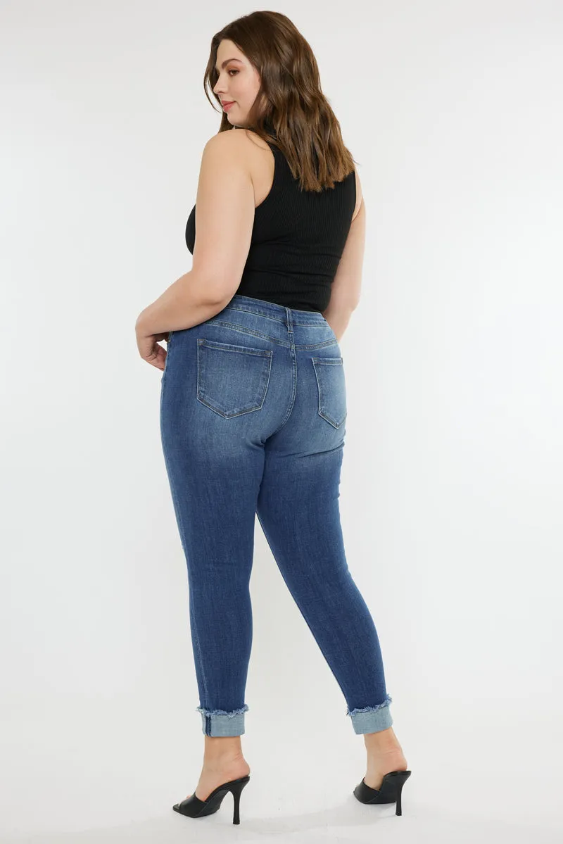 Stevie Mid Rise Ankle Skinny Jeans (Plus Size)