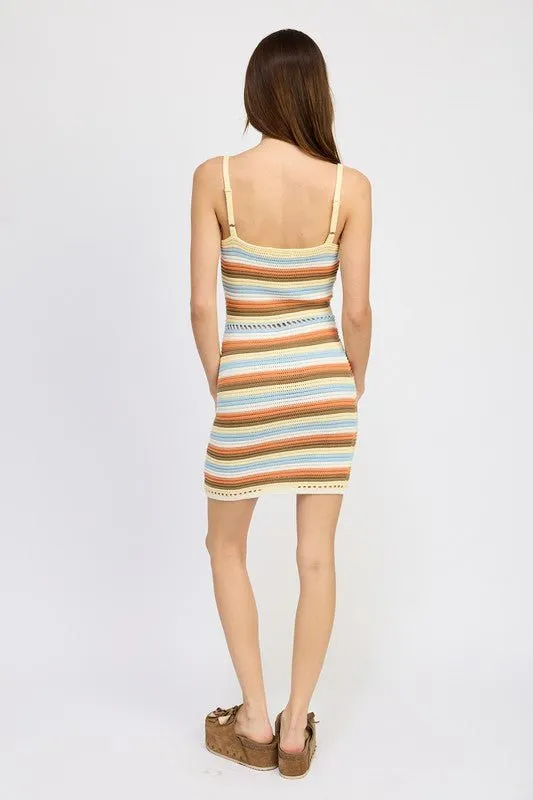 Striped Crochet Mini Dress