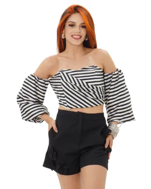 STRIPED OFF SHOULDER TOP