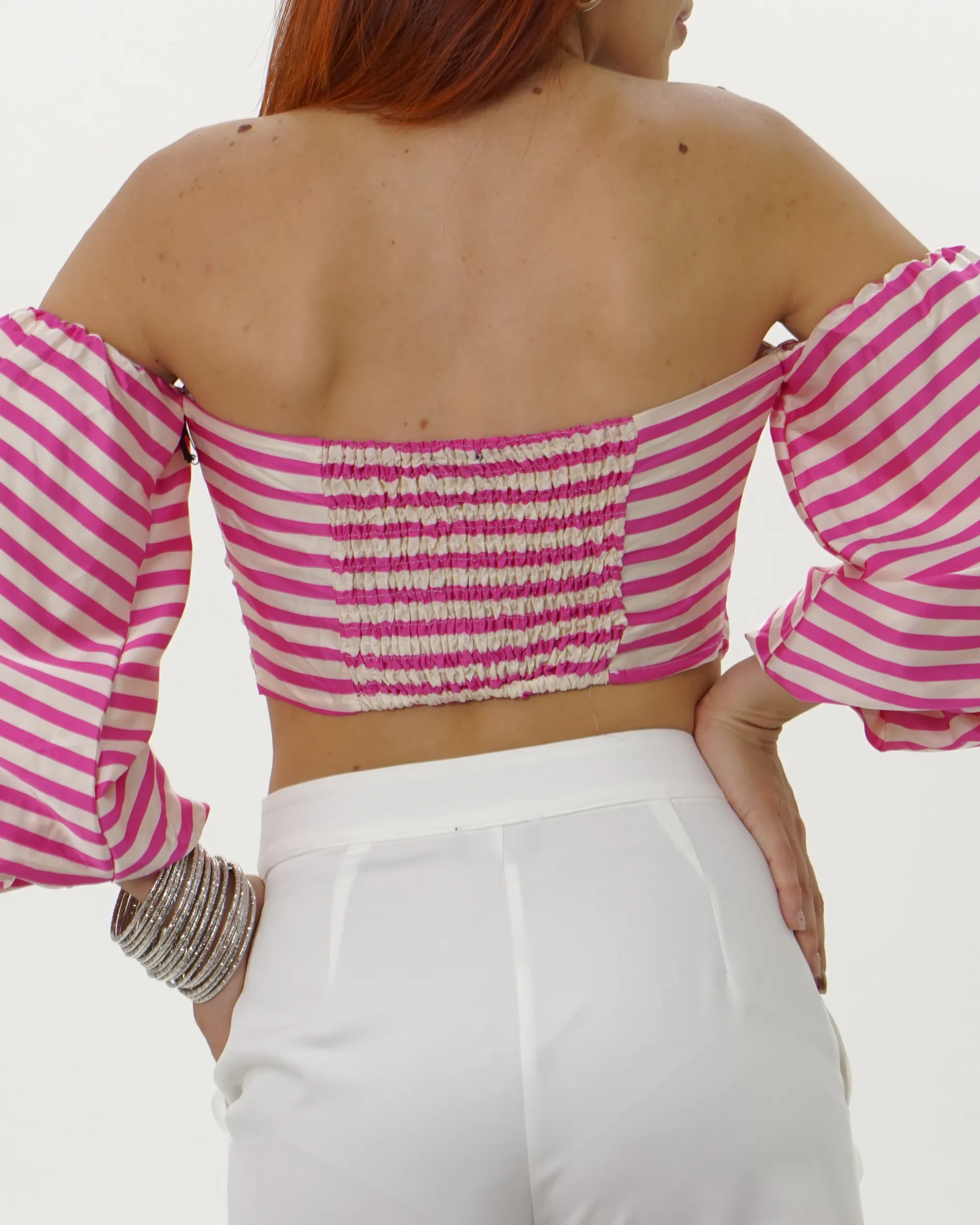 STRIPED OFF SHOULDER TOP