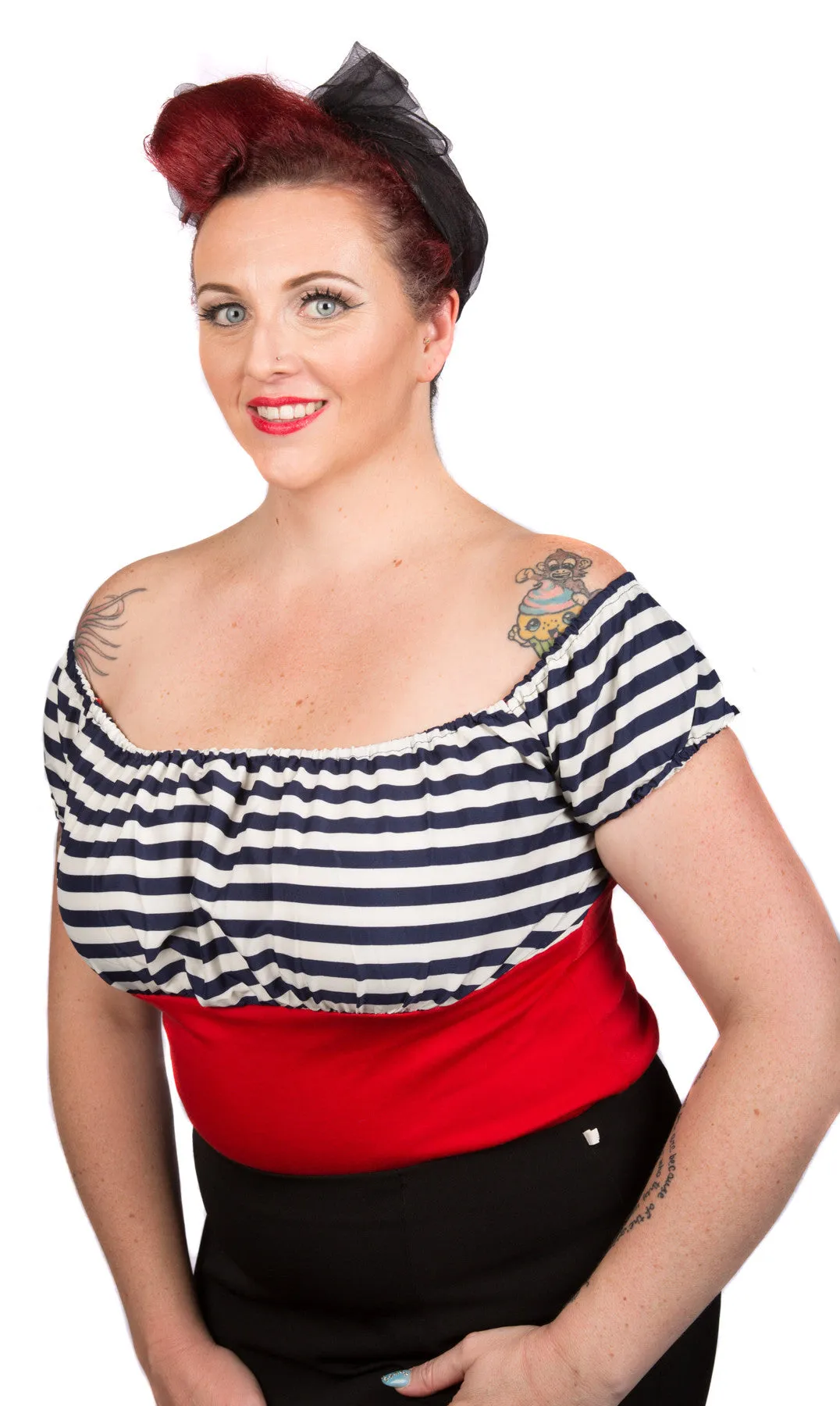 Striped Puffy Sleeved Top
