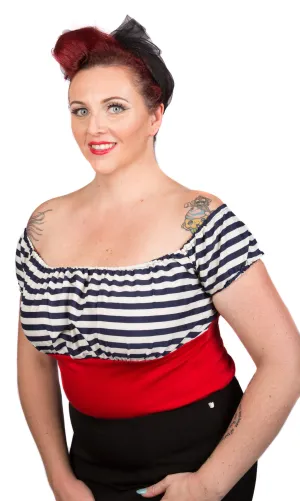 Striped Puffy Sleeved Top