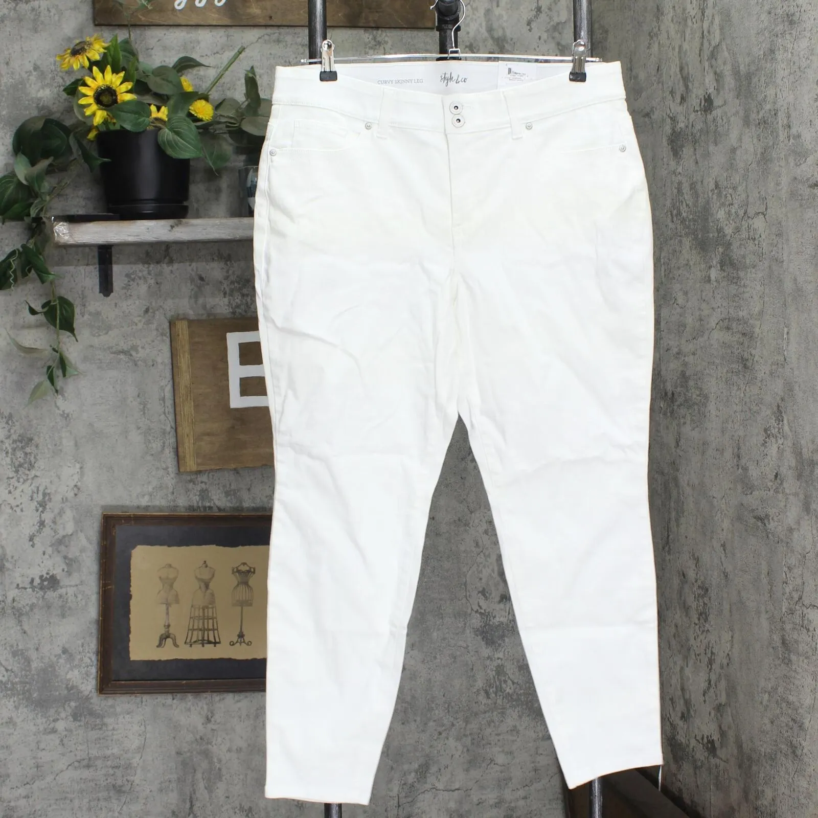 Style & Co. Womens White Mid Rise Skinny Jeans 100092093 White 16