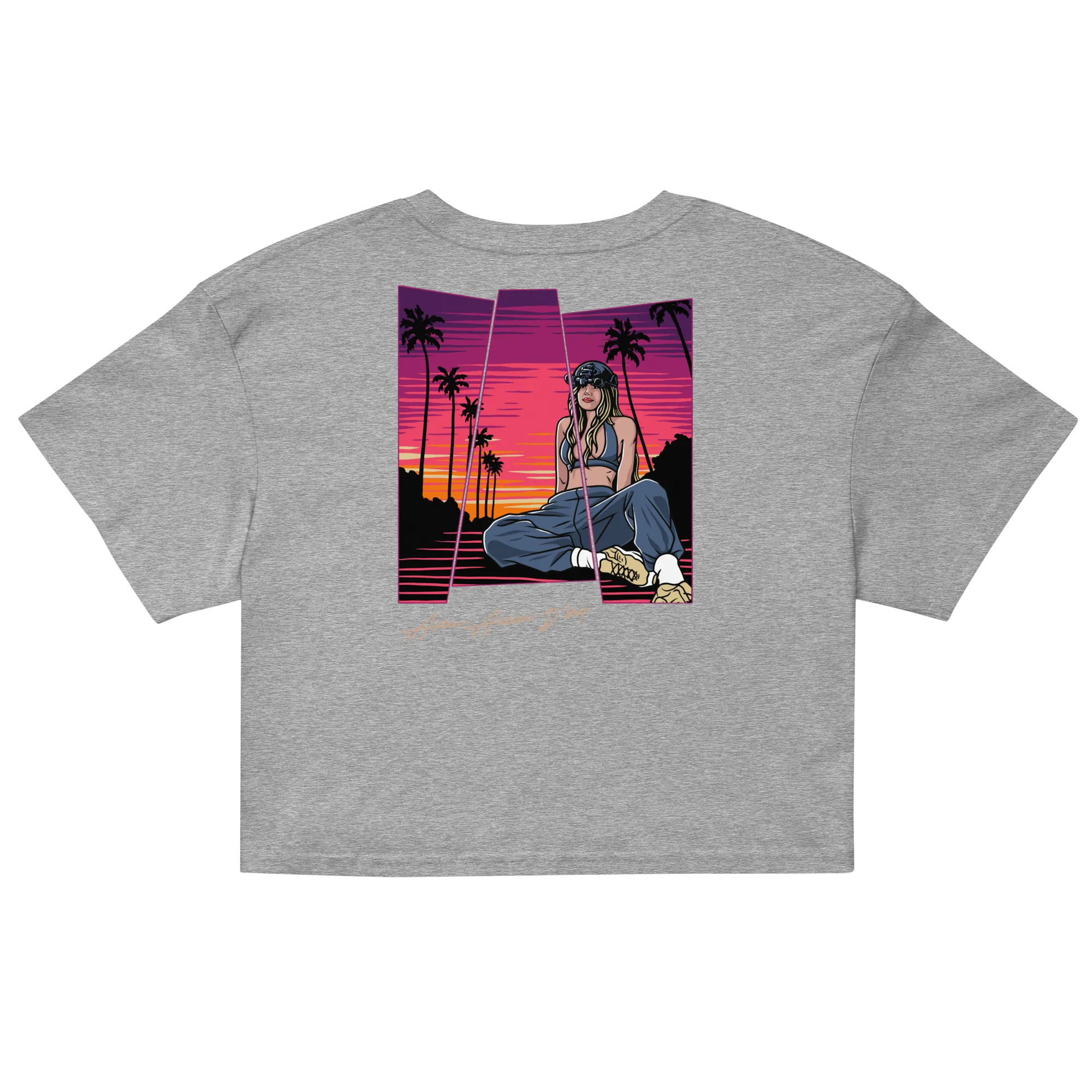 Sunset and Palm Trees Ladies  Crop Top