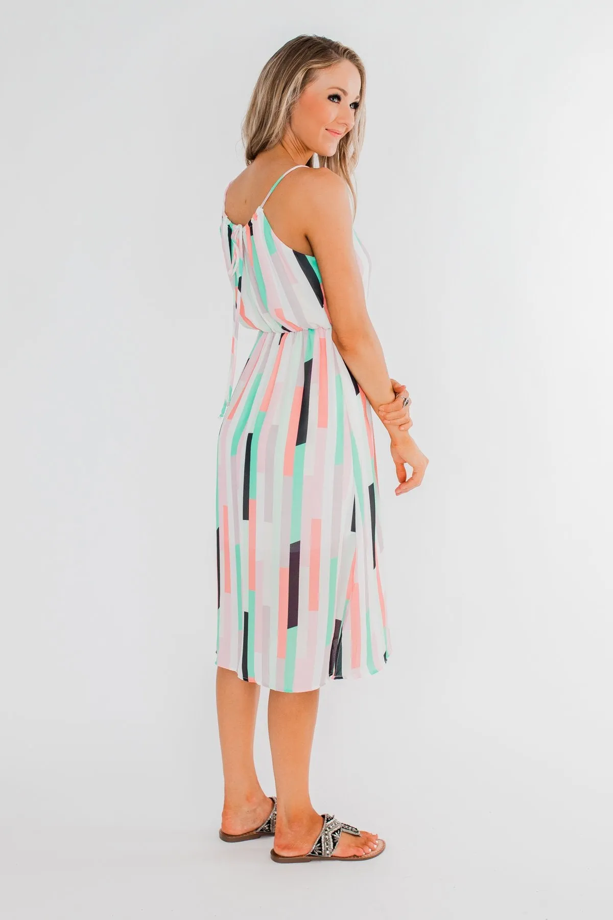 Take My Hand Midi Dress- Multi-Colored