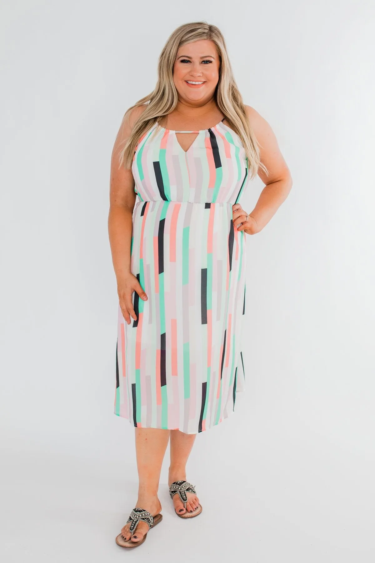 Take My Hand Midi Dress- Multi-Colored