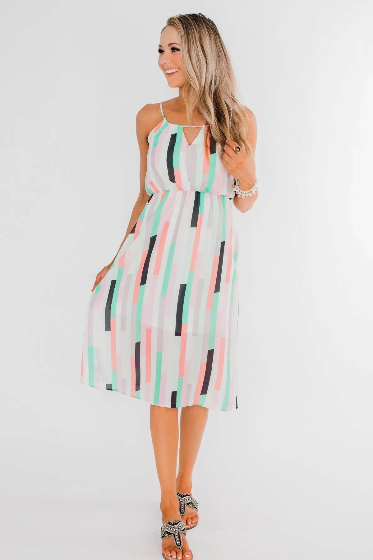 Take My Hand Midi Dress- Multi-Colored