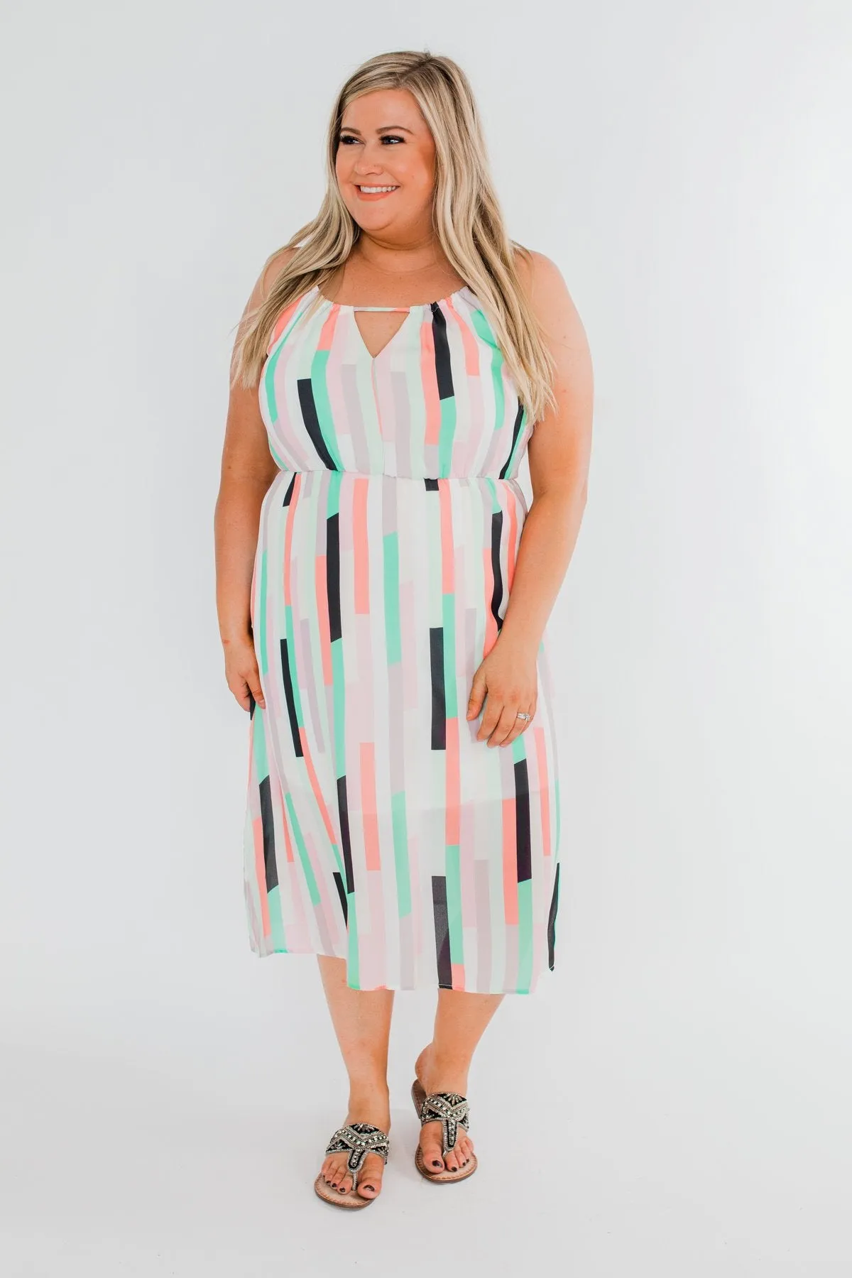 Take My Hand Midi Dress- Multi-Colored
