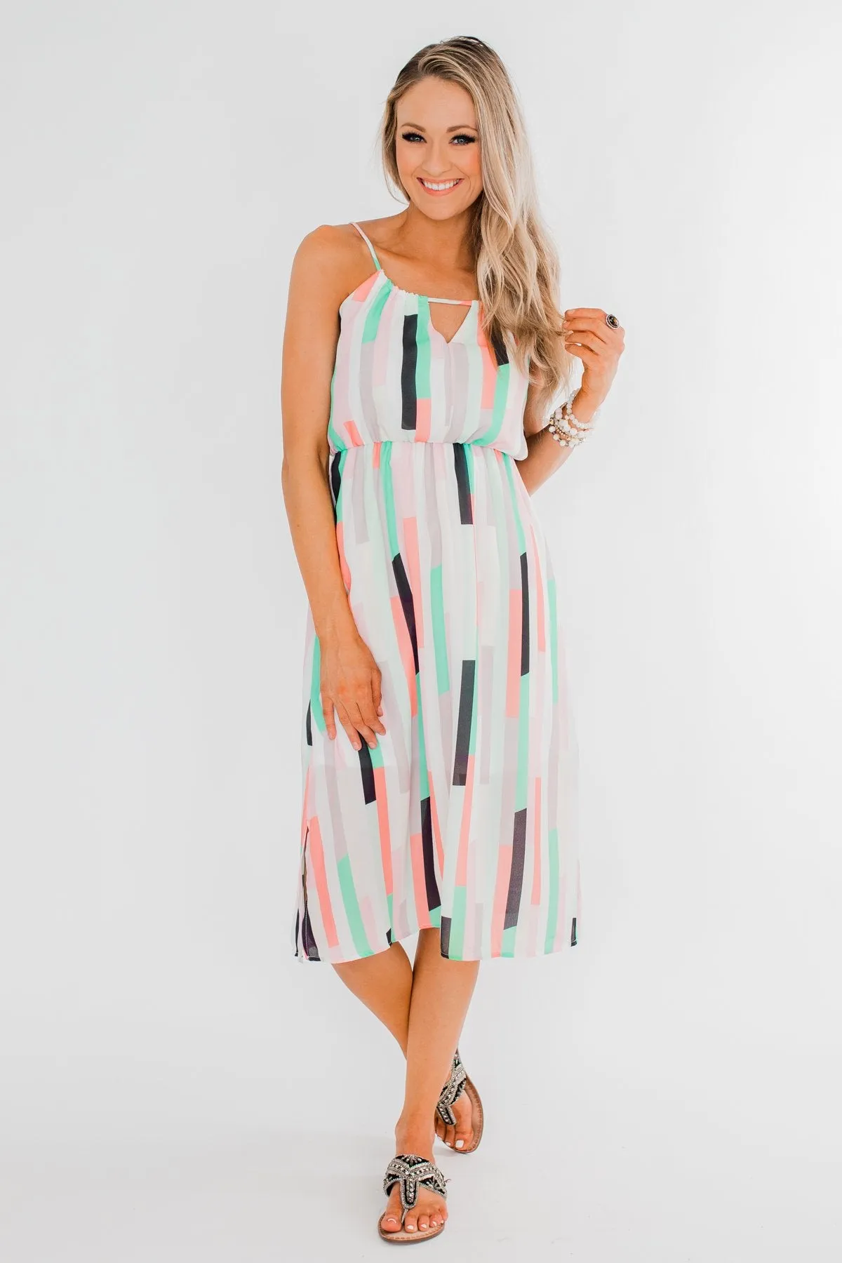Take My Hand Midi Dress- Multi-Colored