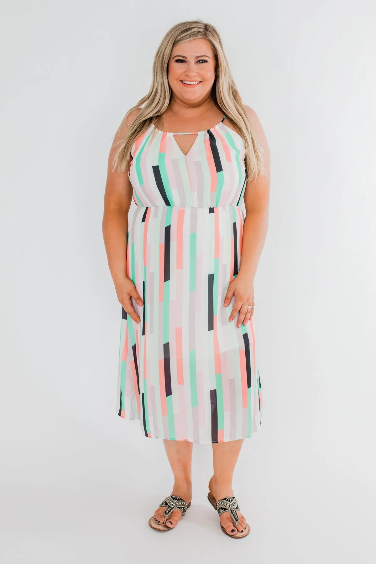 Take My Hand Midi Dress- Multi-Colored
