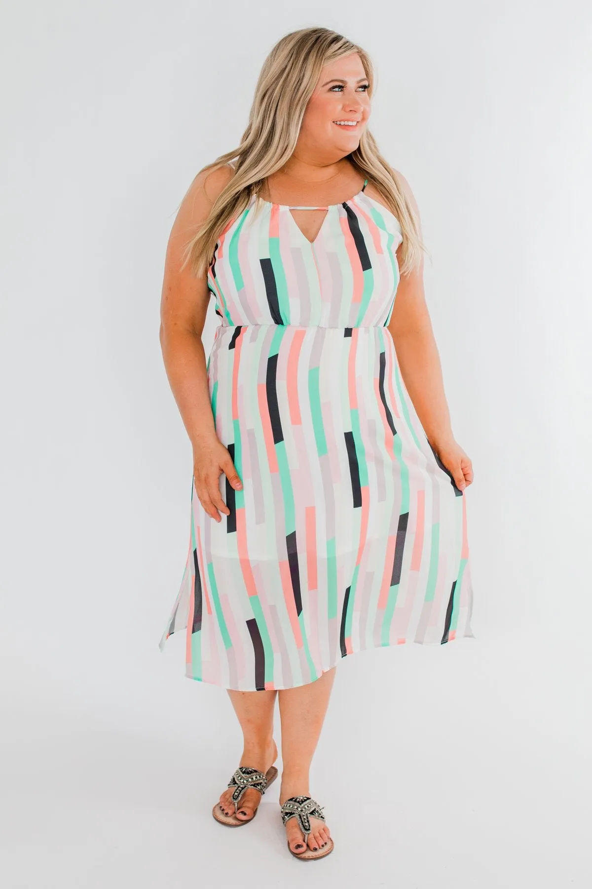 Take My Hand Midi Dress- Multi-Colored