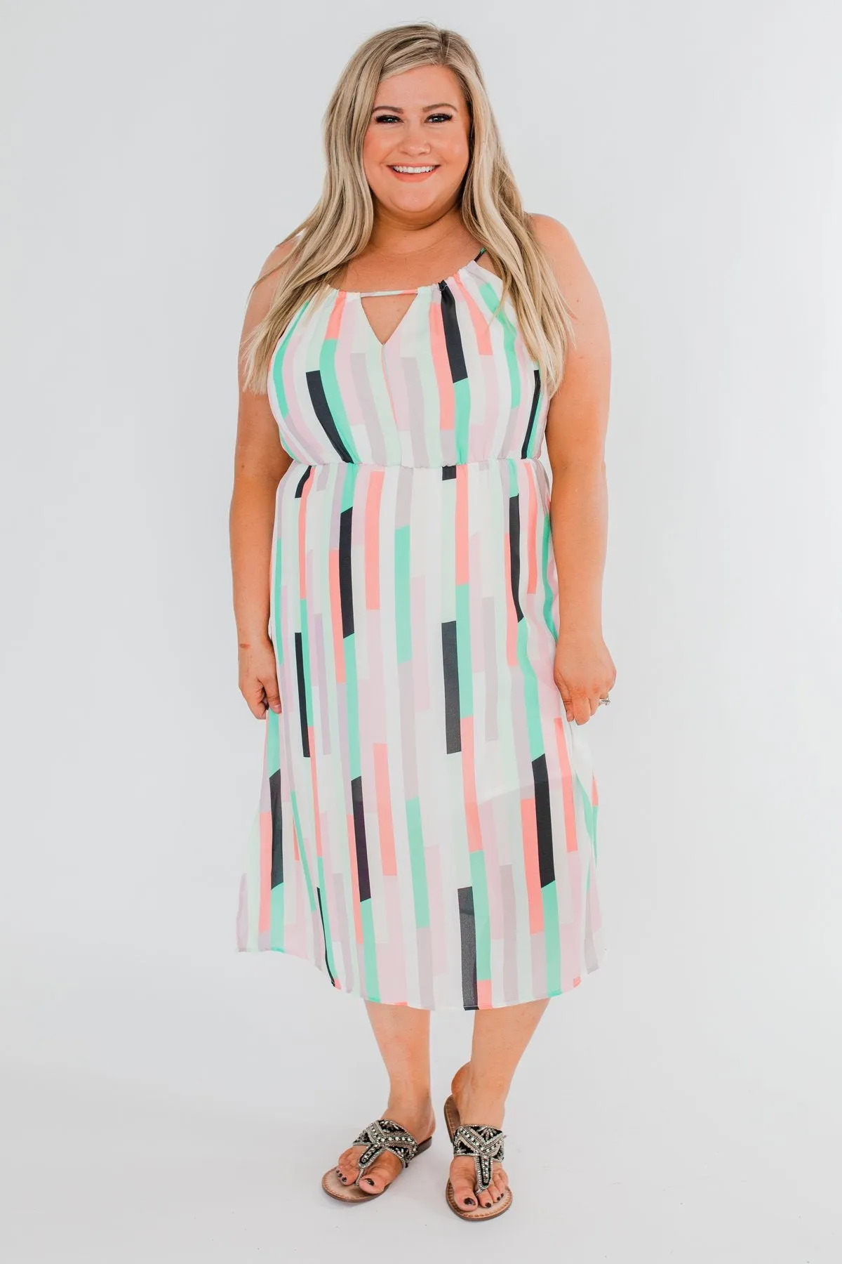 Take My Hand Midi Dress- Multi-Colored