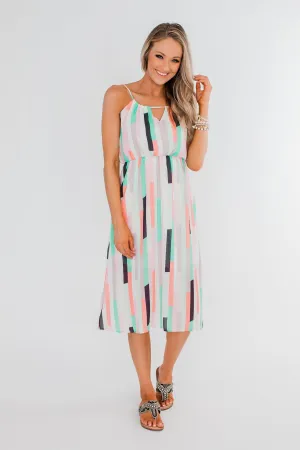 Take My Hand Midi Dress- Multi-Colored
