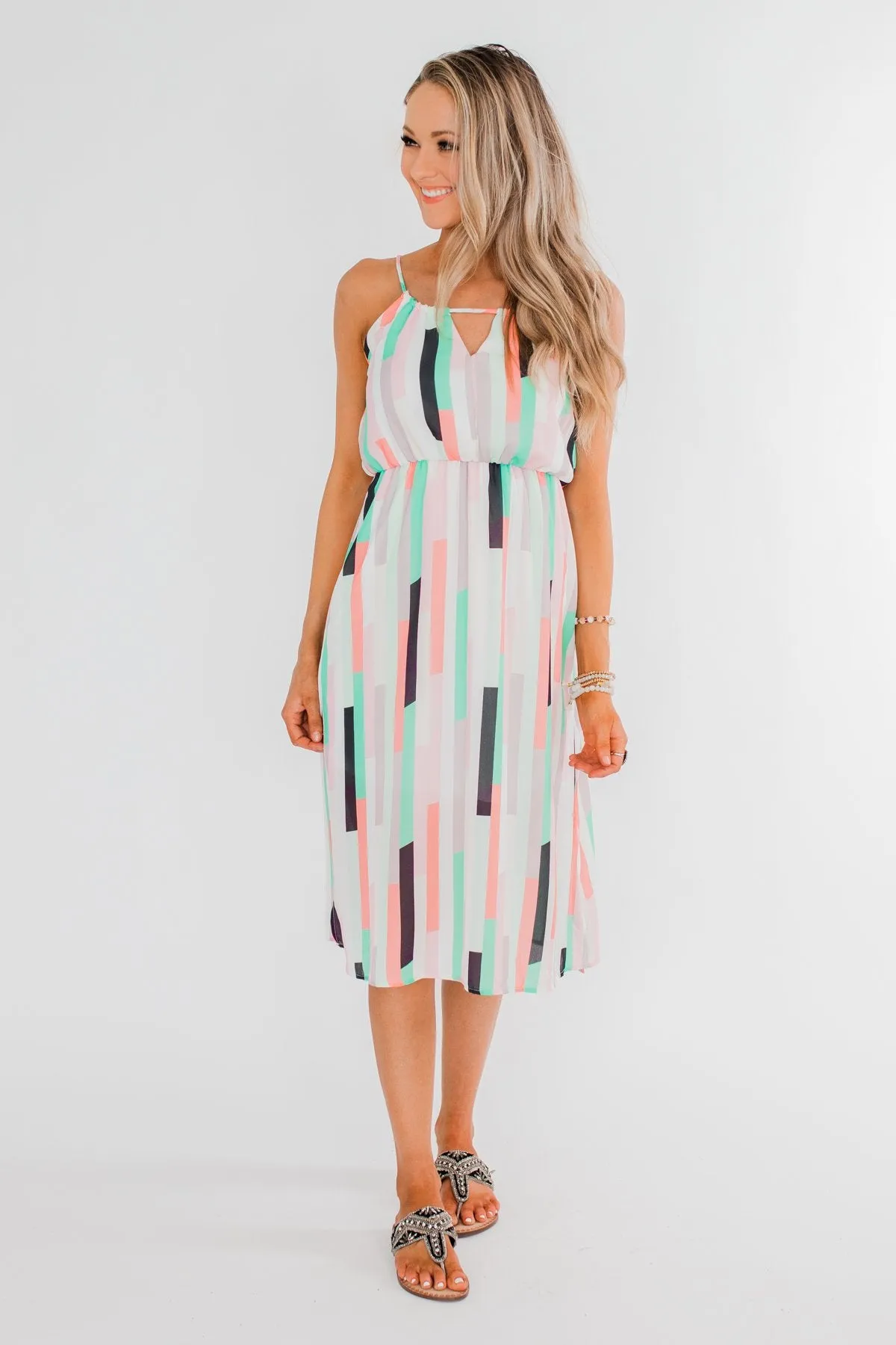 Take My Hand Midi Dress- Multi-Colored