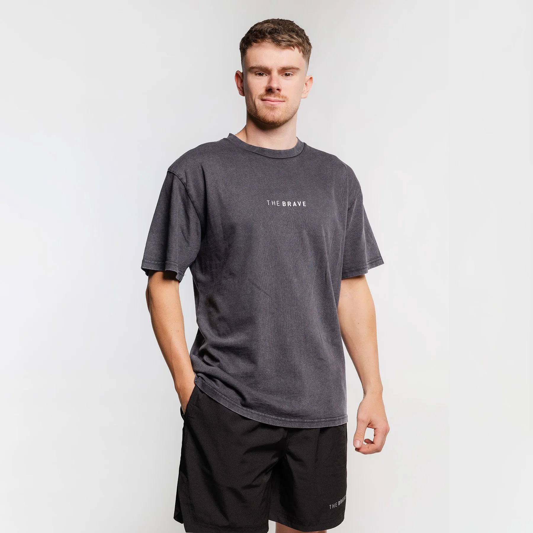 THE BRAVE - LIFESTYLE OVERSIZED T-SHIRT - BLACK ACID WASH