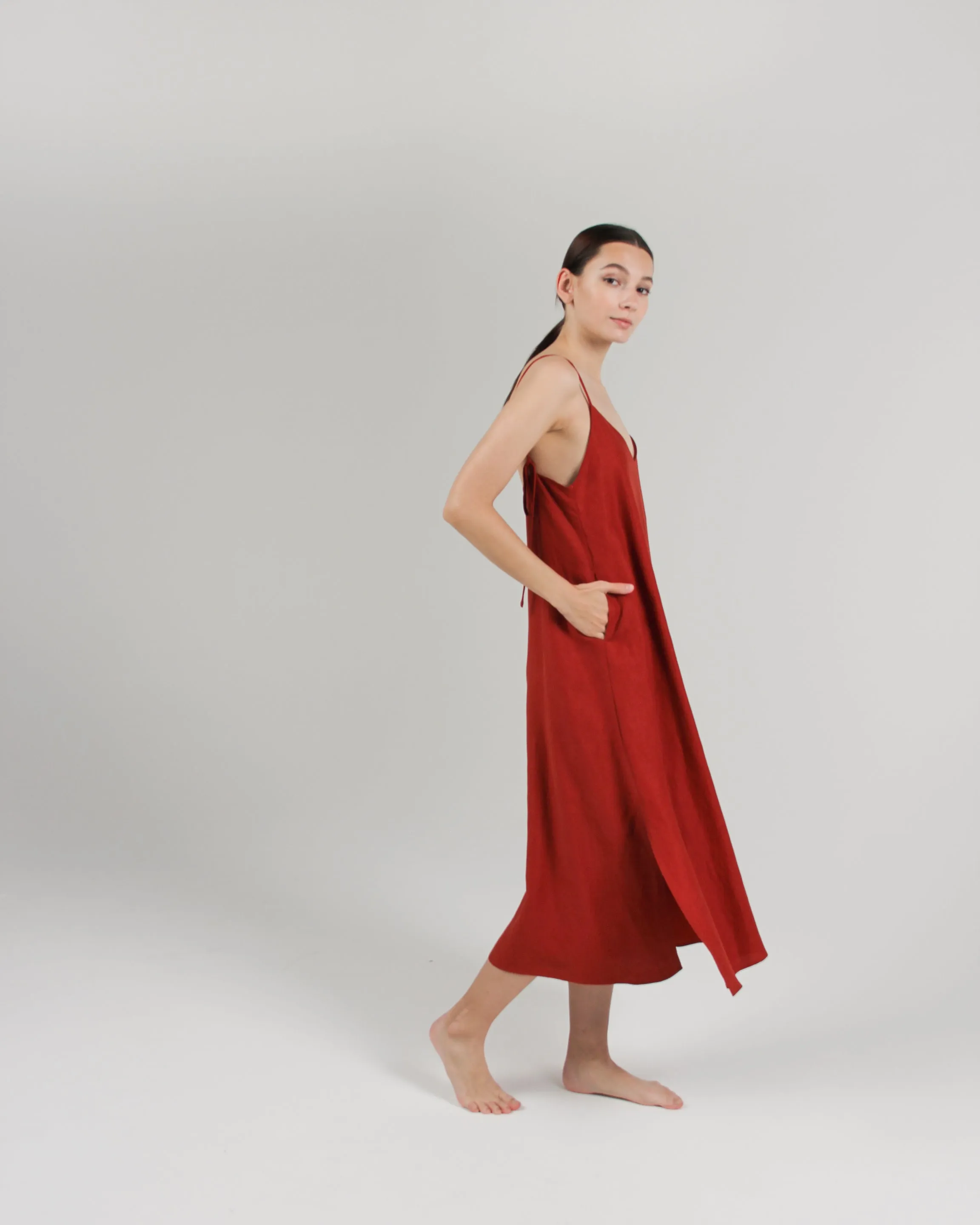 The Cala Slip Dress in Rust