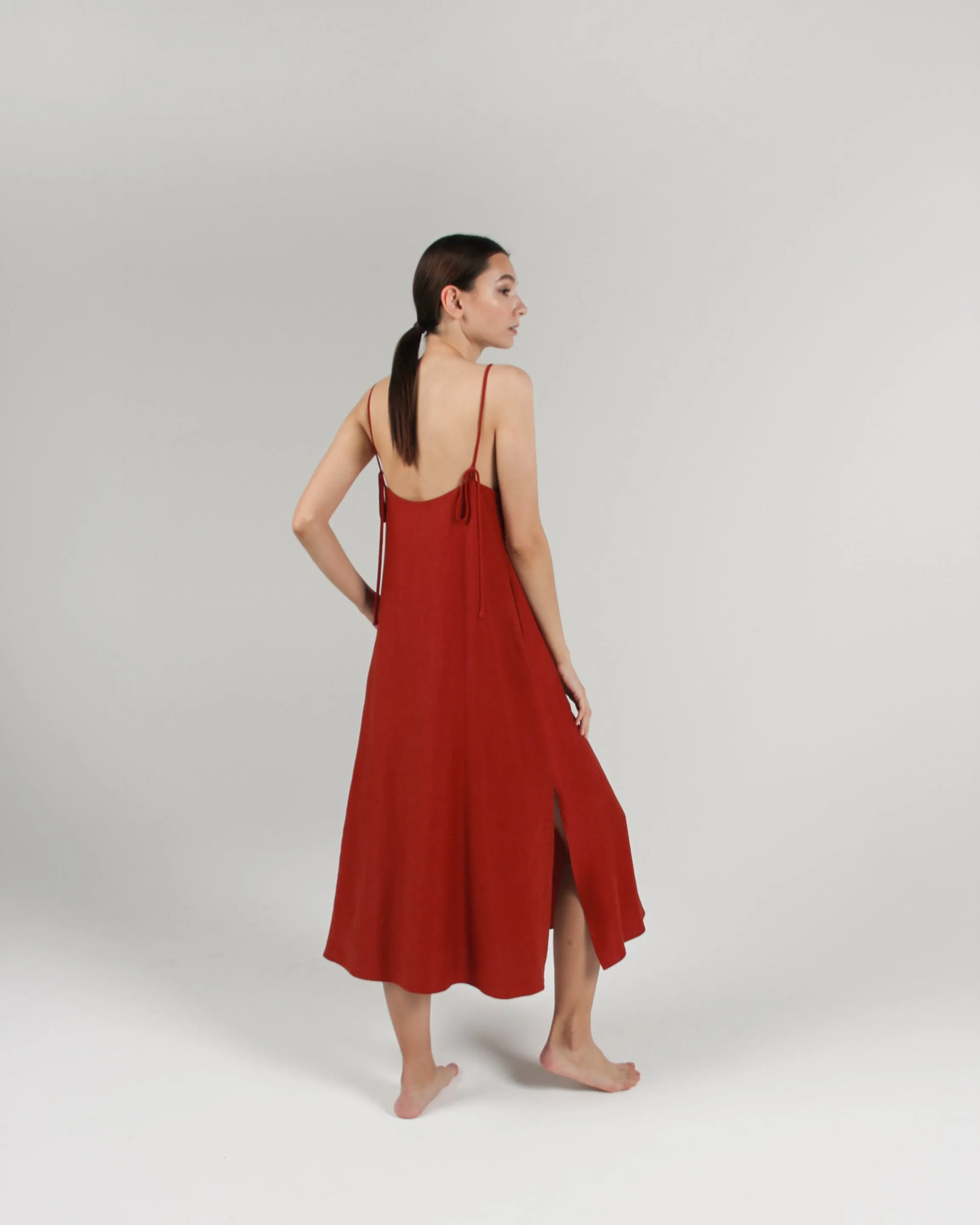 The Cala Slip Dress in Rust