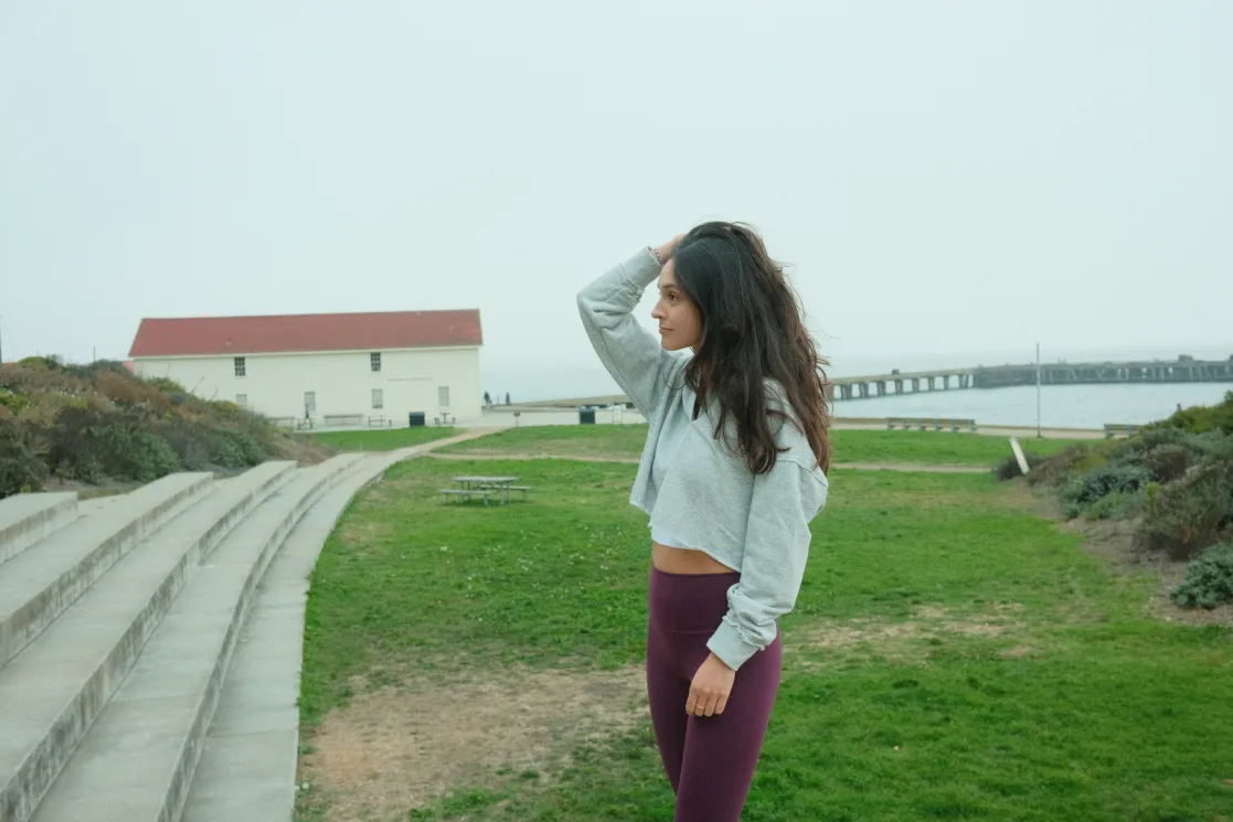 the Rise & Glow crop hoodie