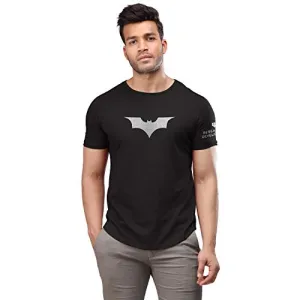 The Souled Store Batman: Wayne Industries Mens Graphic Printed Cotton Drop Cut T-Shirt Black