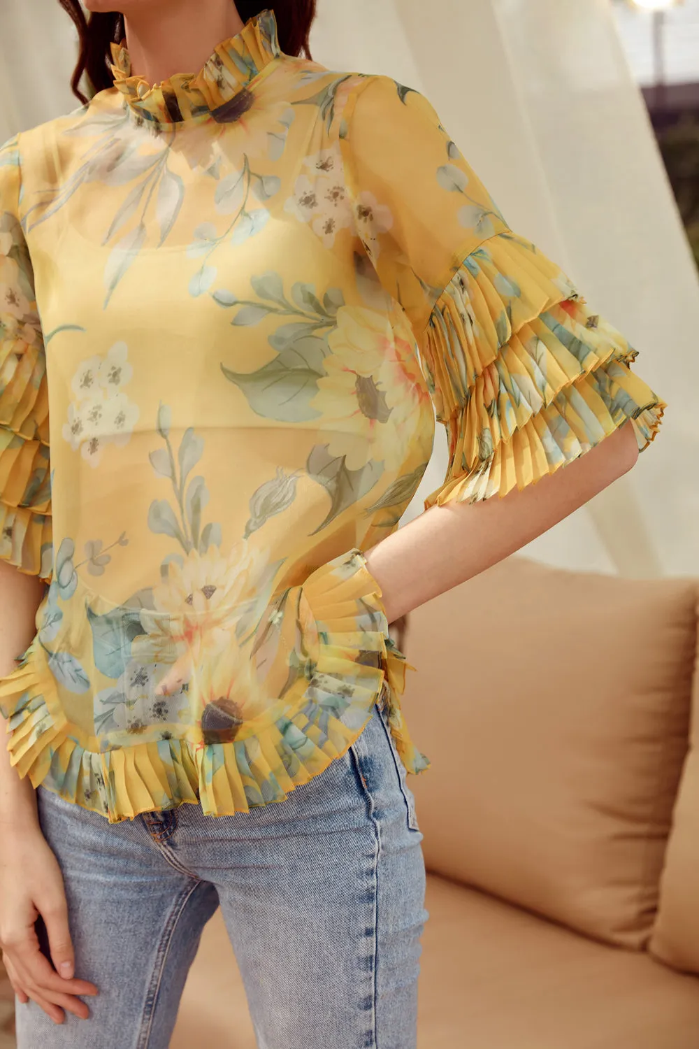The Sunflower Pleated Top